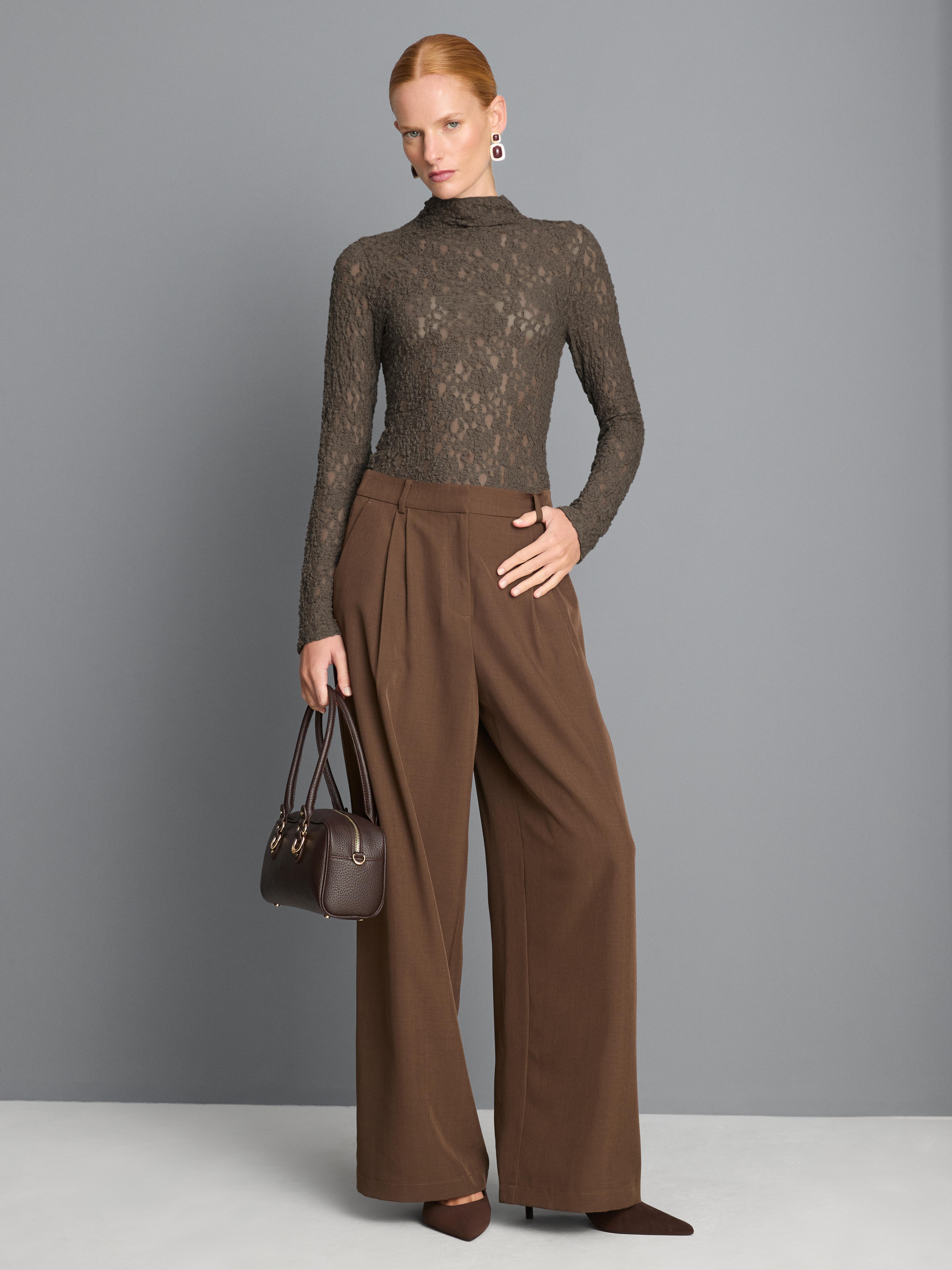 High Neck Lace Long Sleeve Top