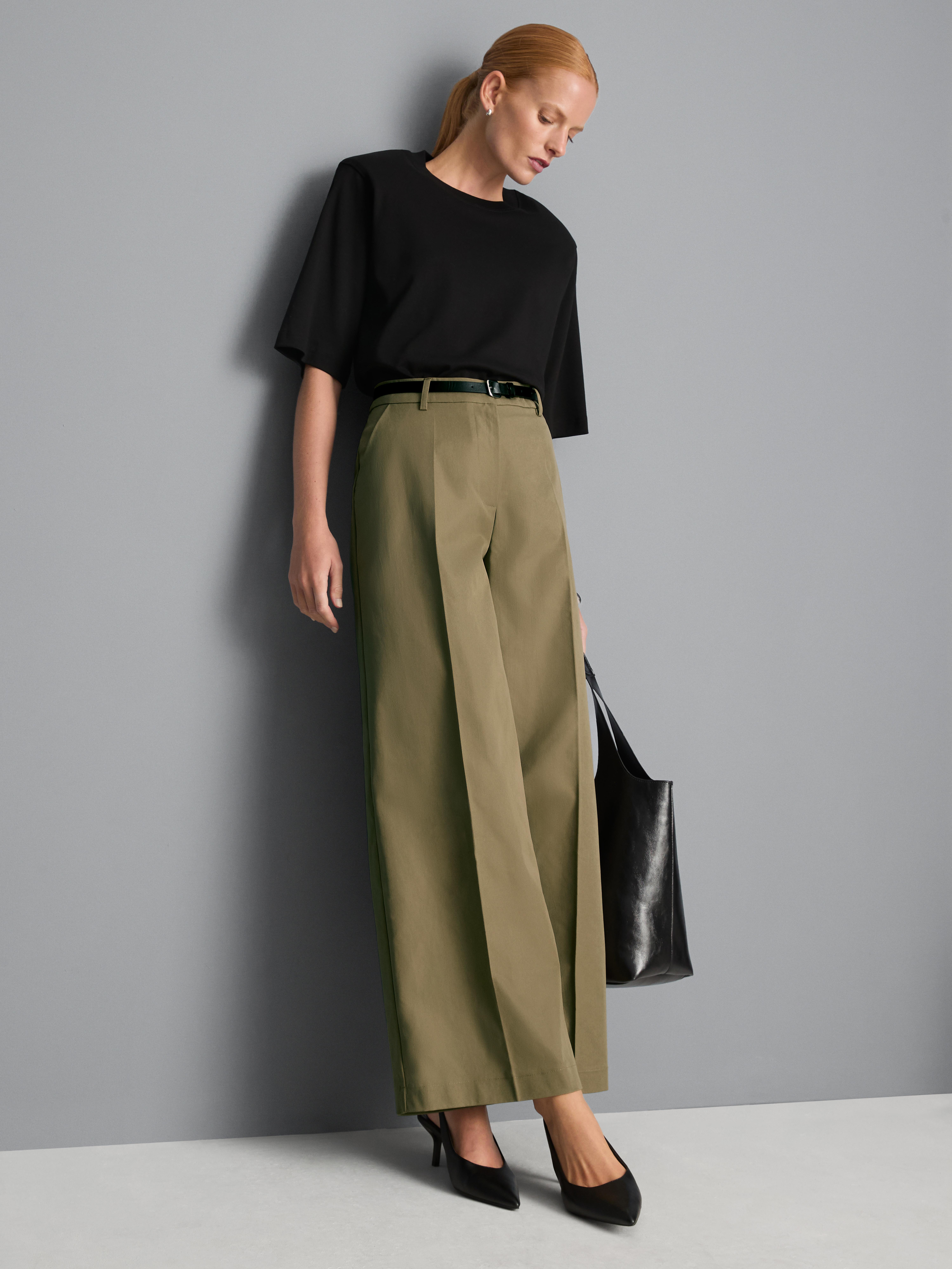 Belted Wide-Leg Pants