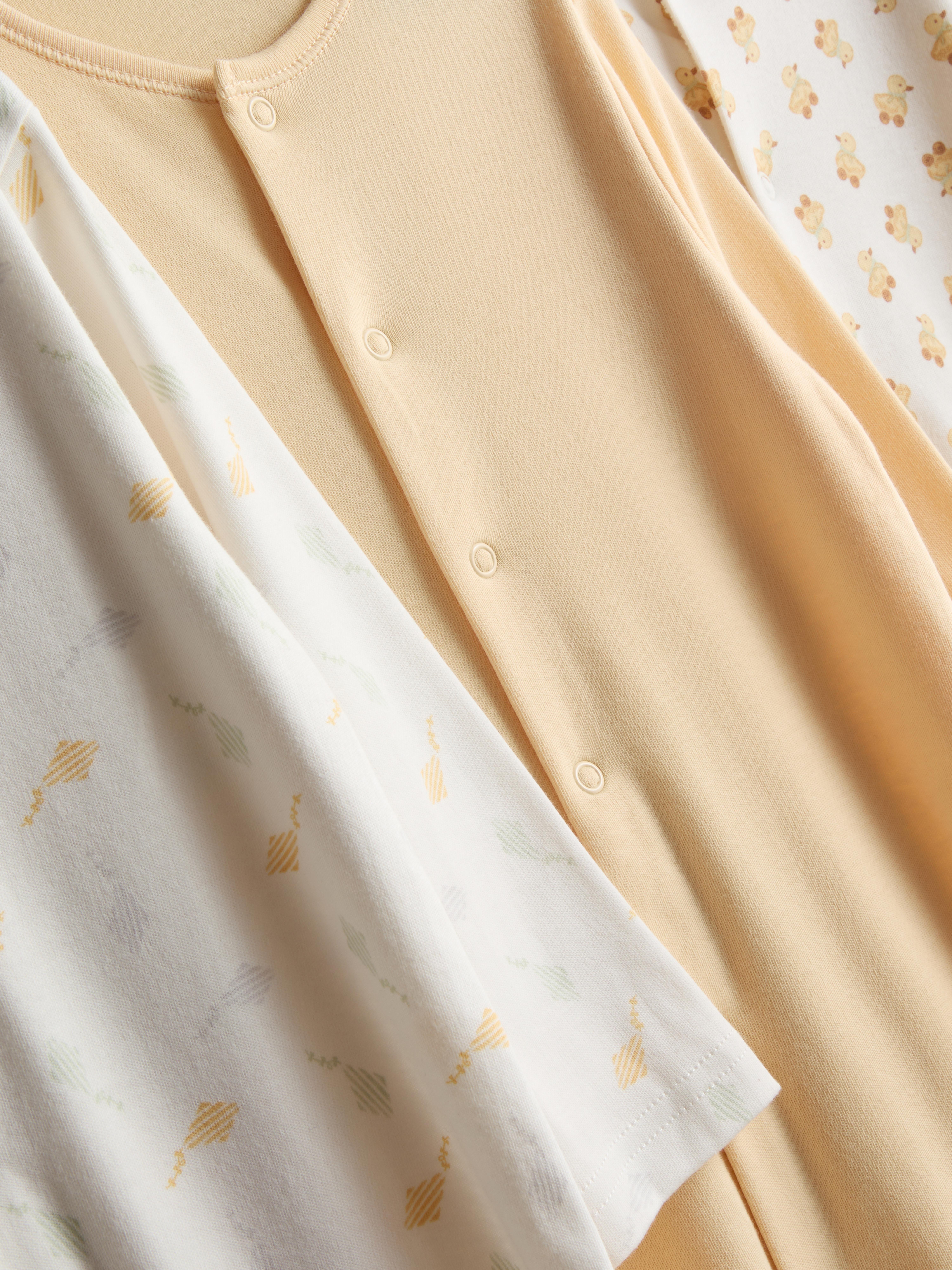 0-24mths | 3pk Pure Cotton Snap Button Sleepers