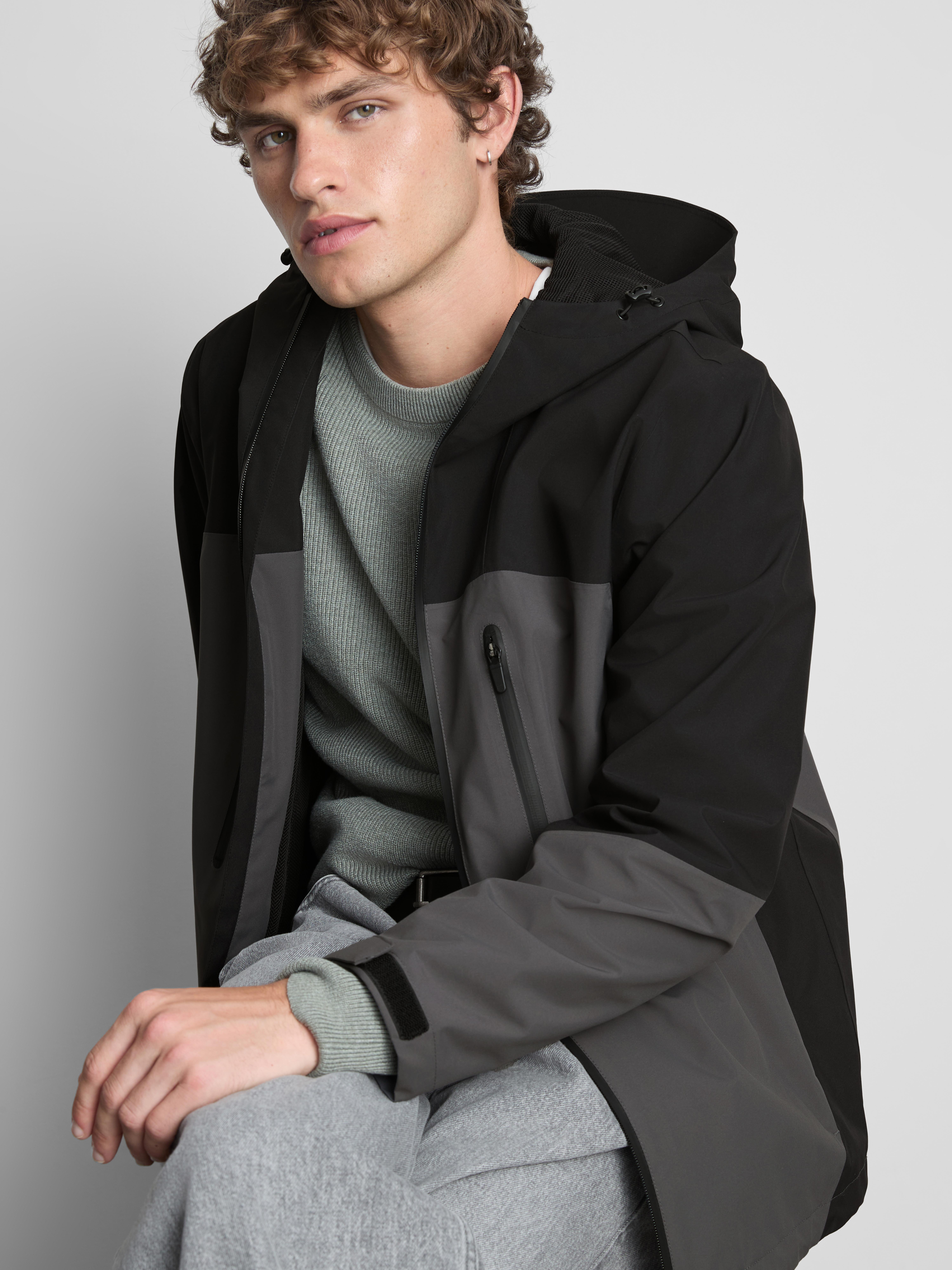 Colour Block Hooded Raincoat
