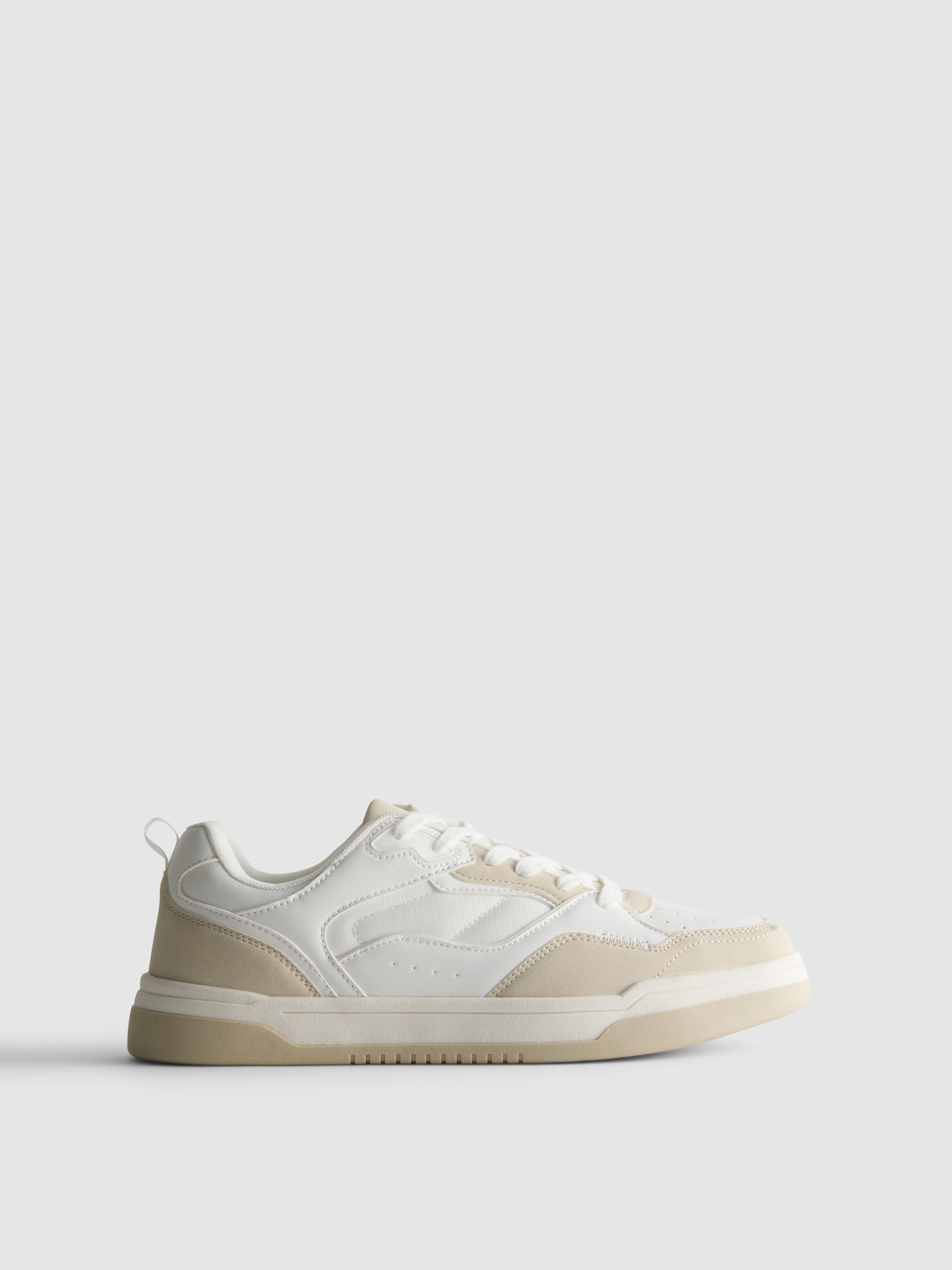 Contrast Stitch Low-Top Trainers White