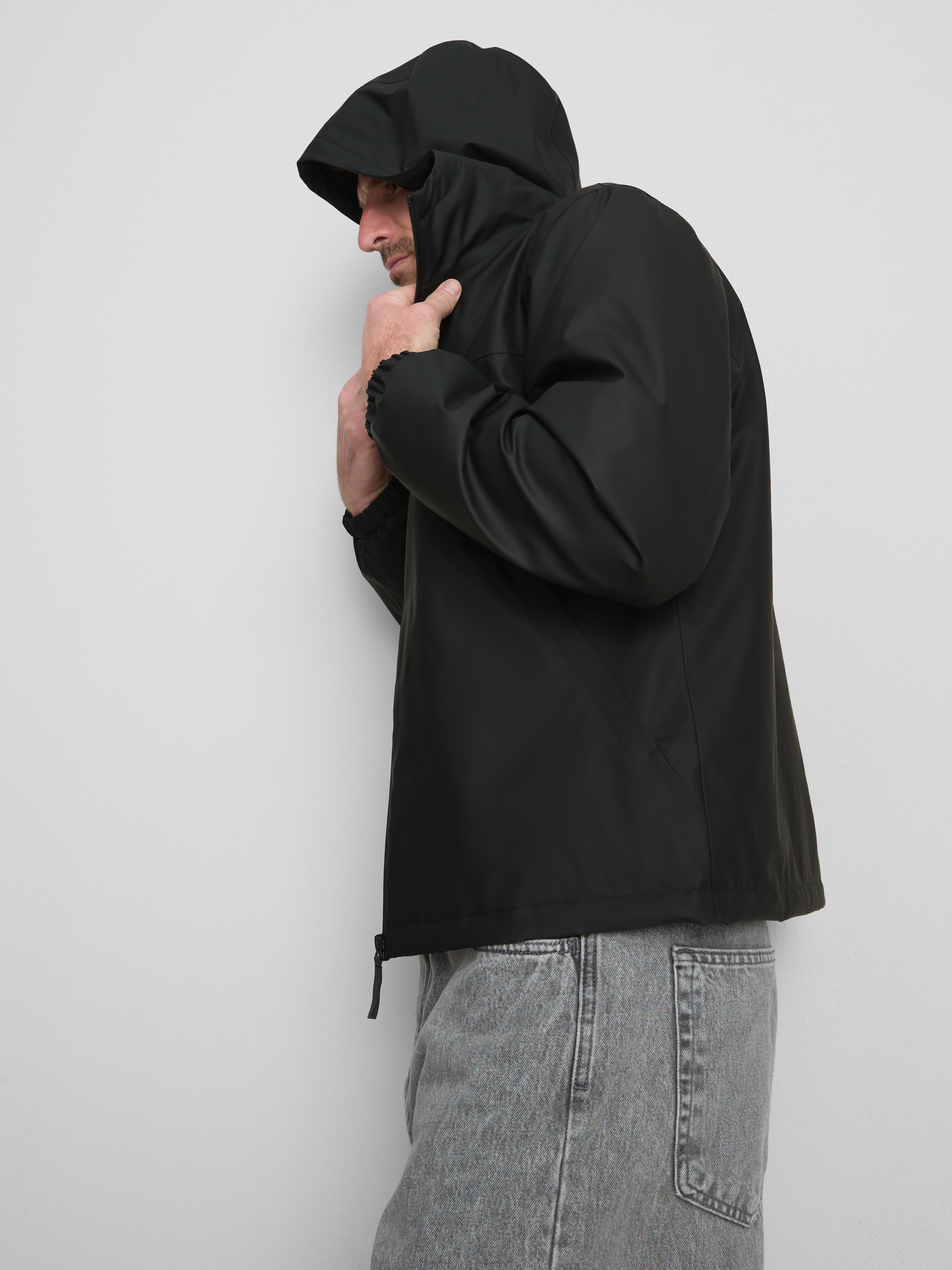 Hooded Zip-Up Jacket Black