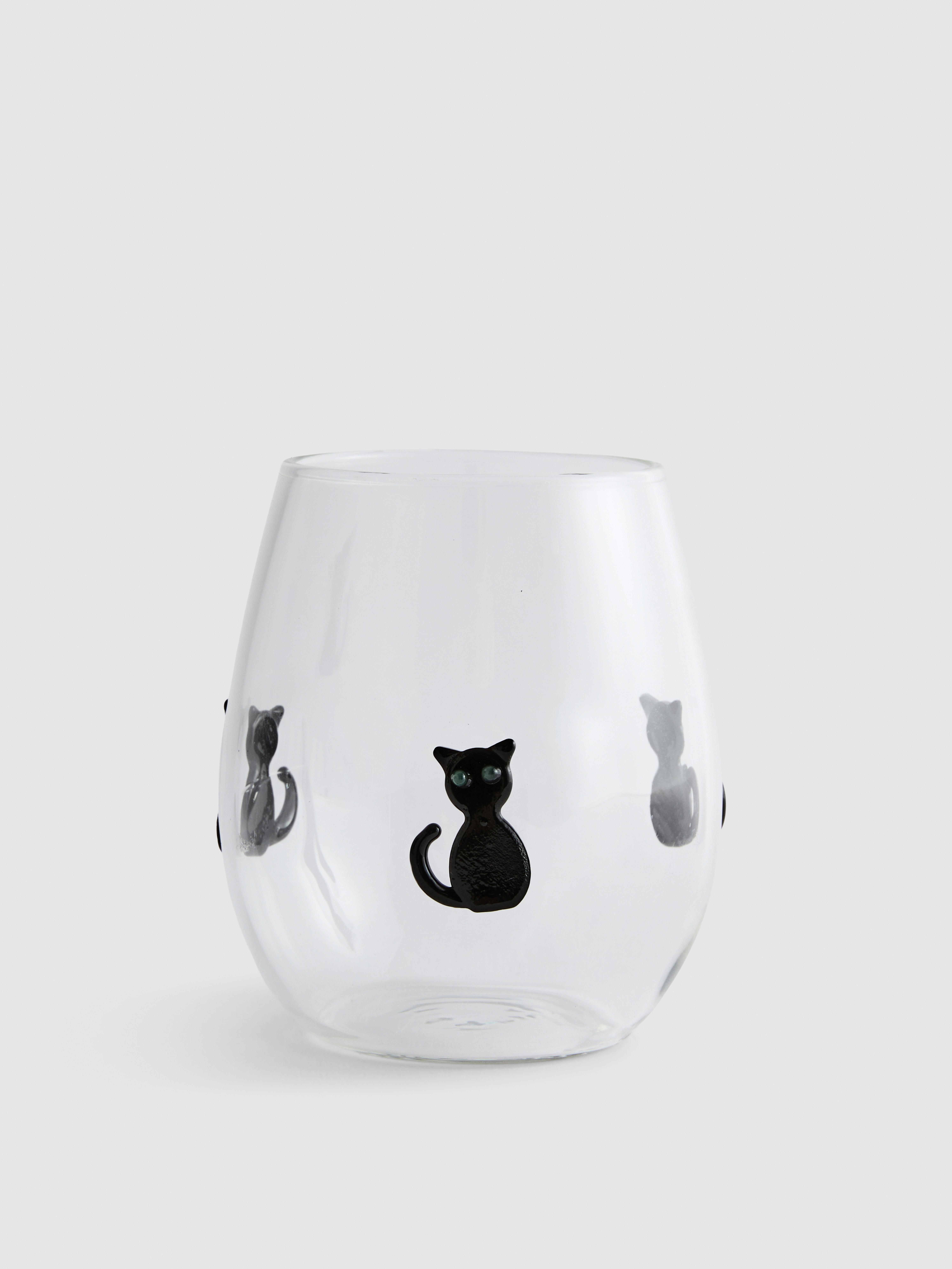 Cat Motif Stemless Glass
