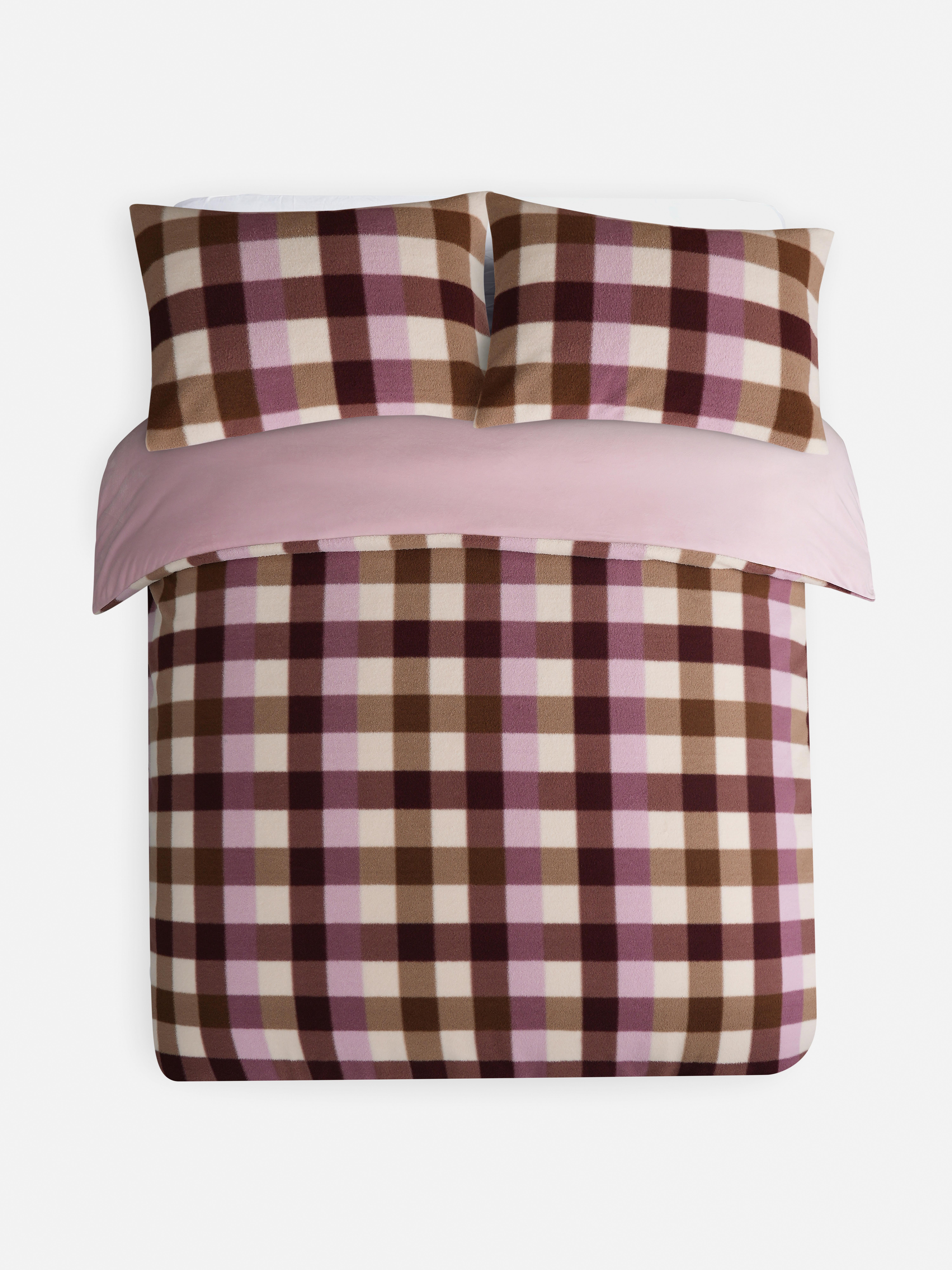 Geruite fleece dekbedovertrekset, tweepersoons