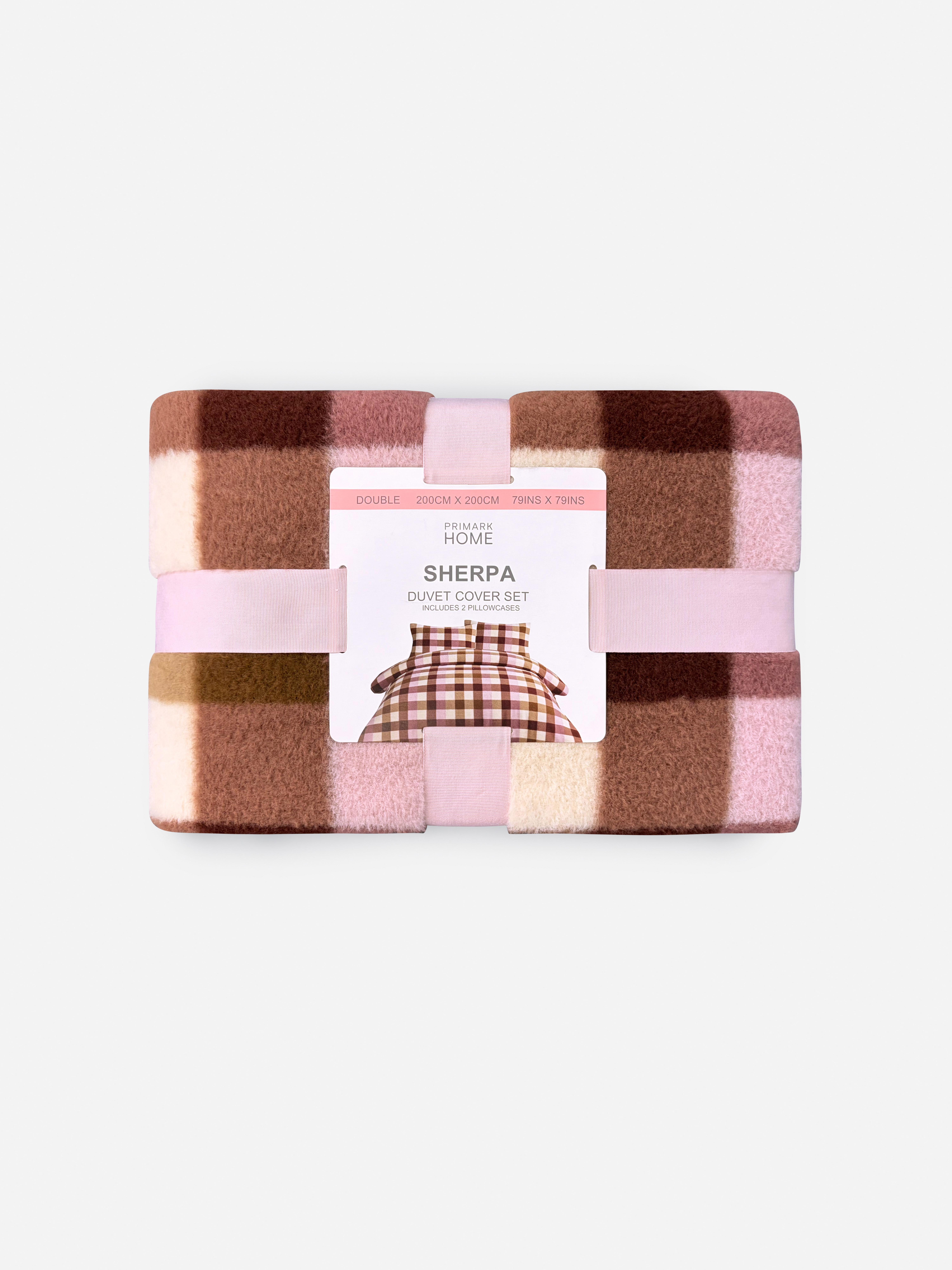 Geruite fleece dekbedovertrekset, tweepersoons