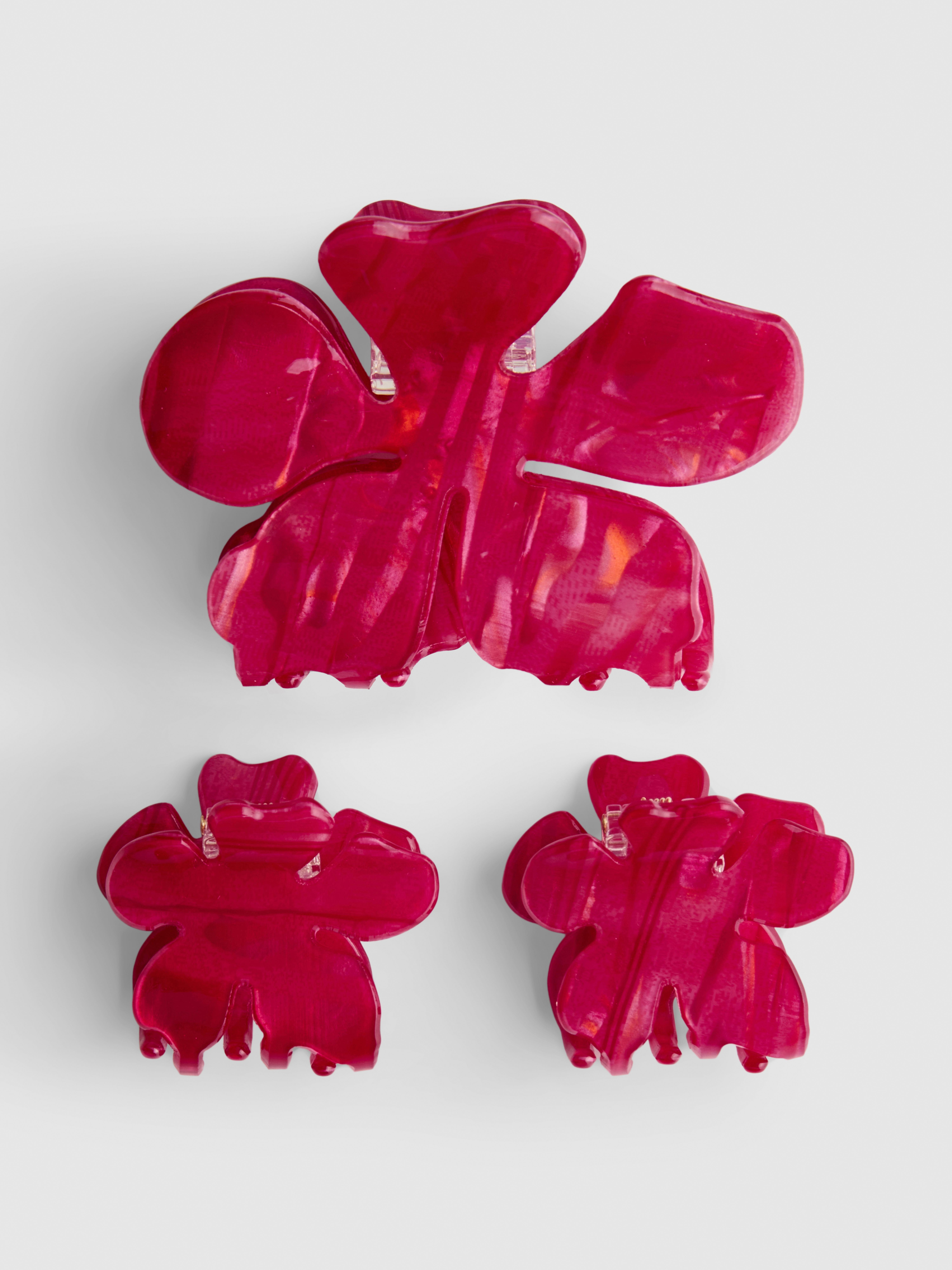 3pk Flower Hair Claw Clips