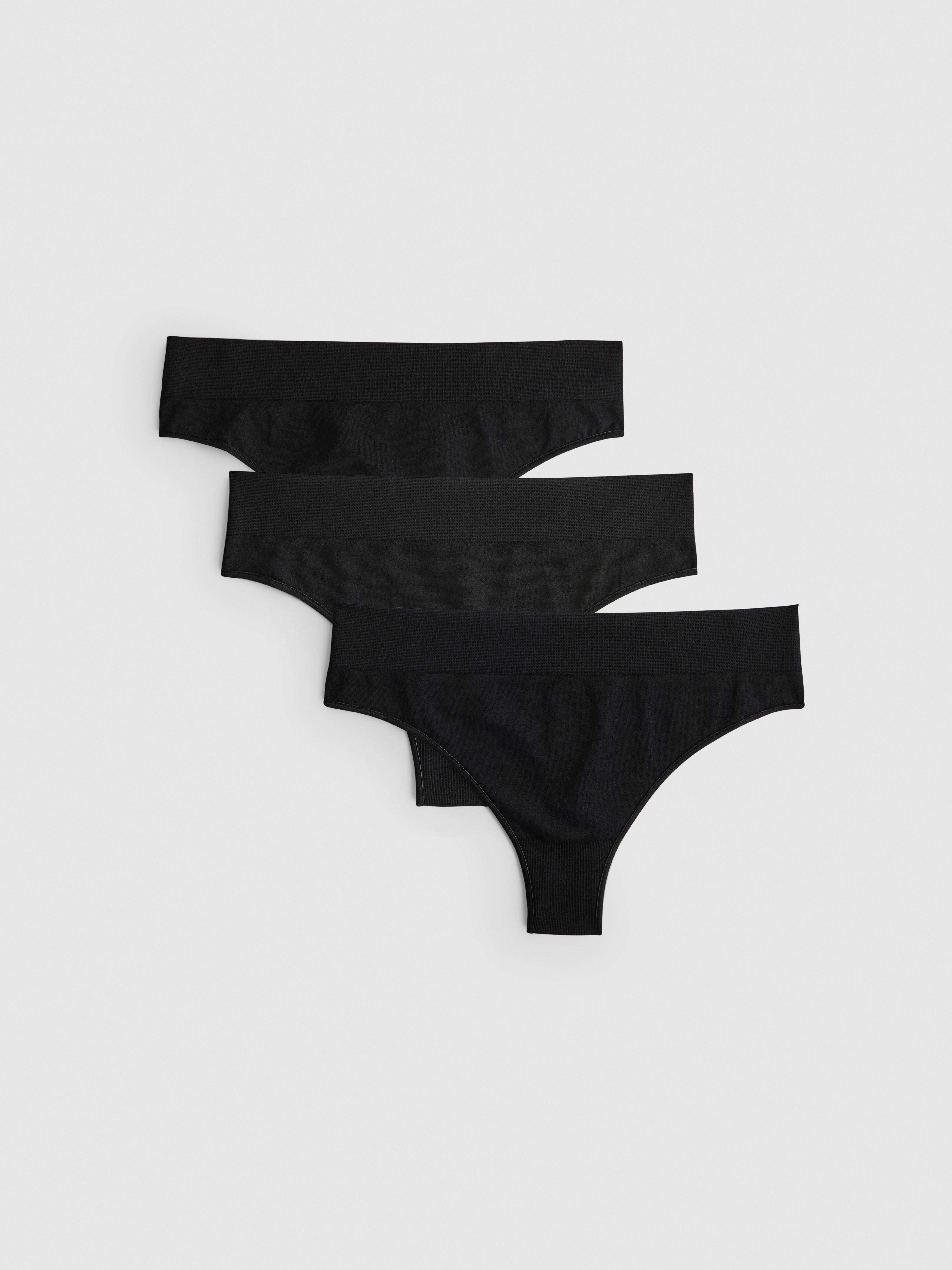 3pk Black Seamless Thongs