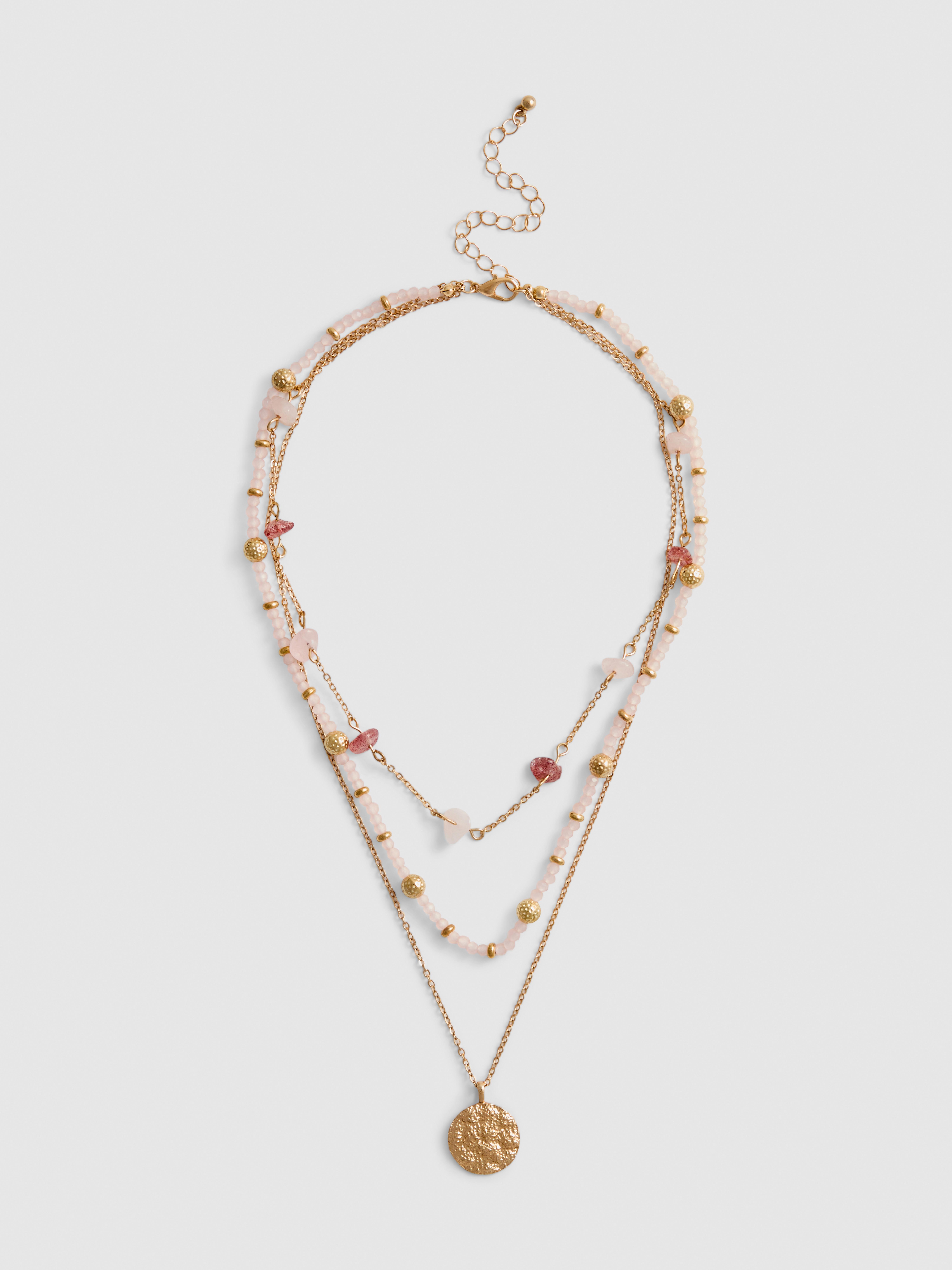 Beaded Layered Pendant Necklace