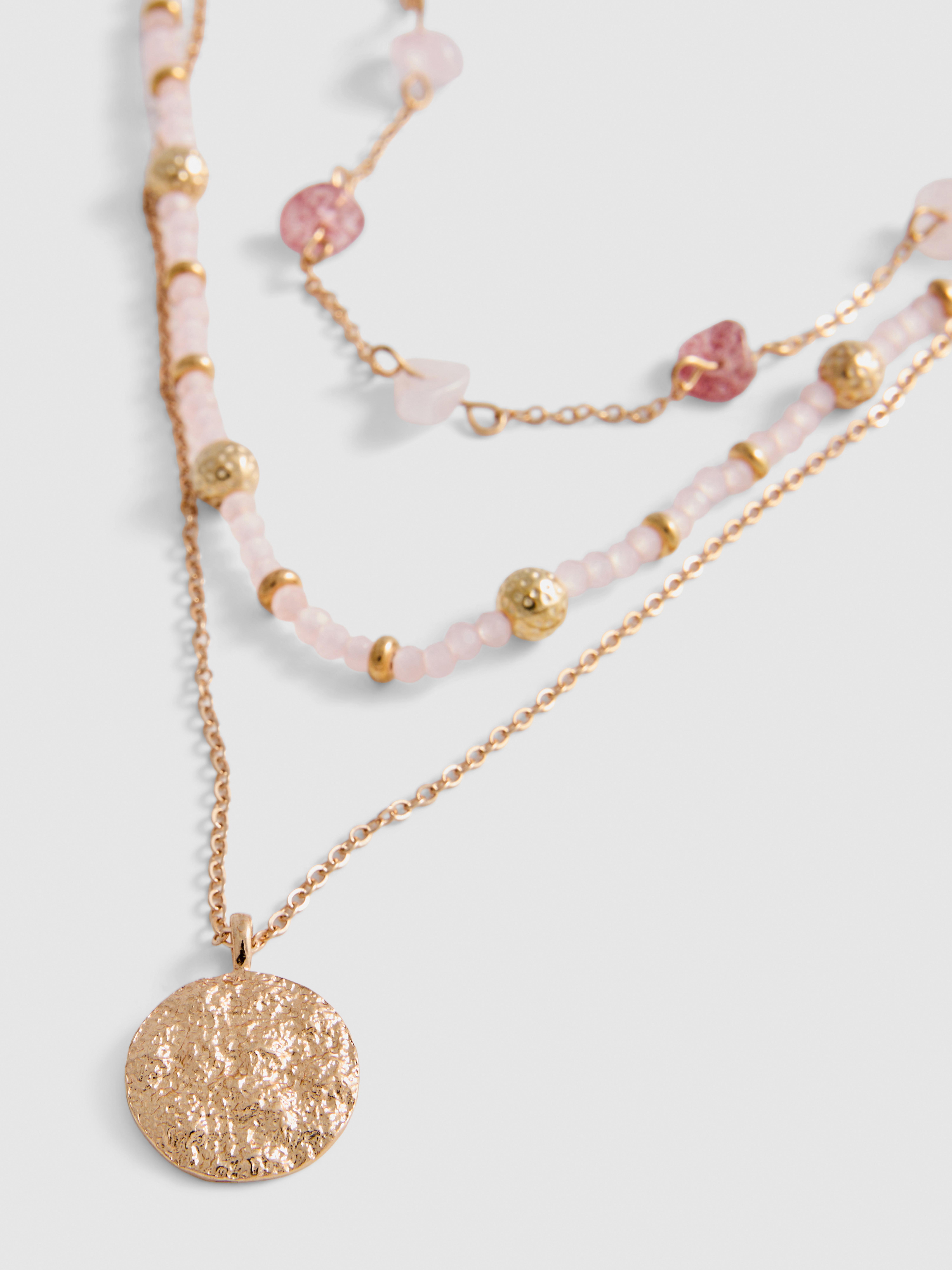 Beaded Layered Pendant Necklace