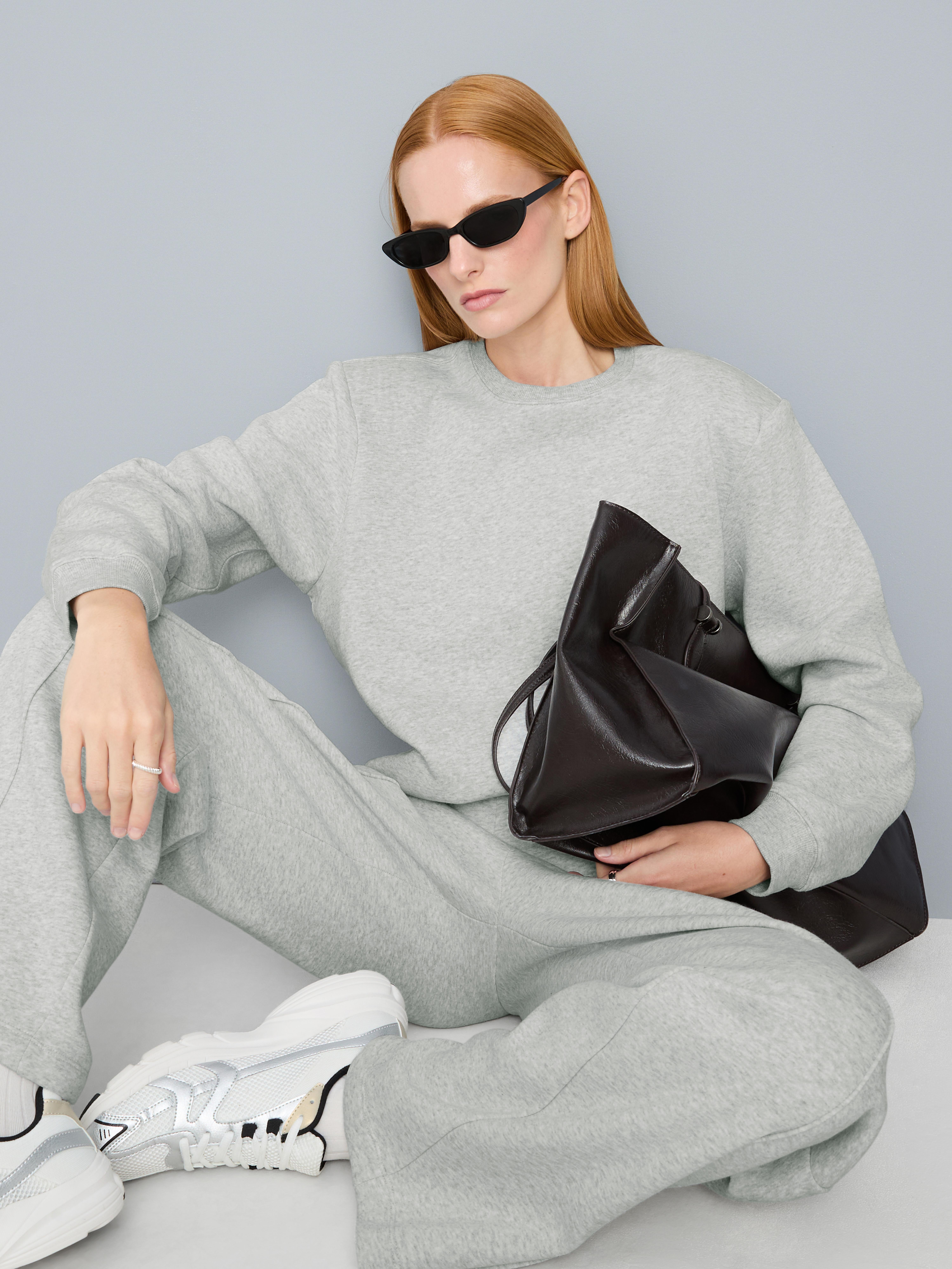 Sweat-shirt en coton majoritaire à épaulettes
