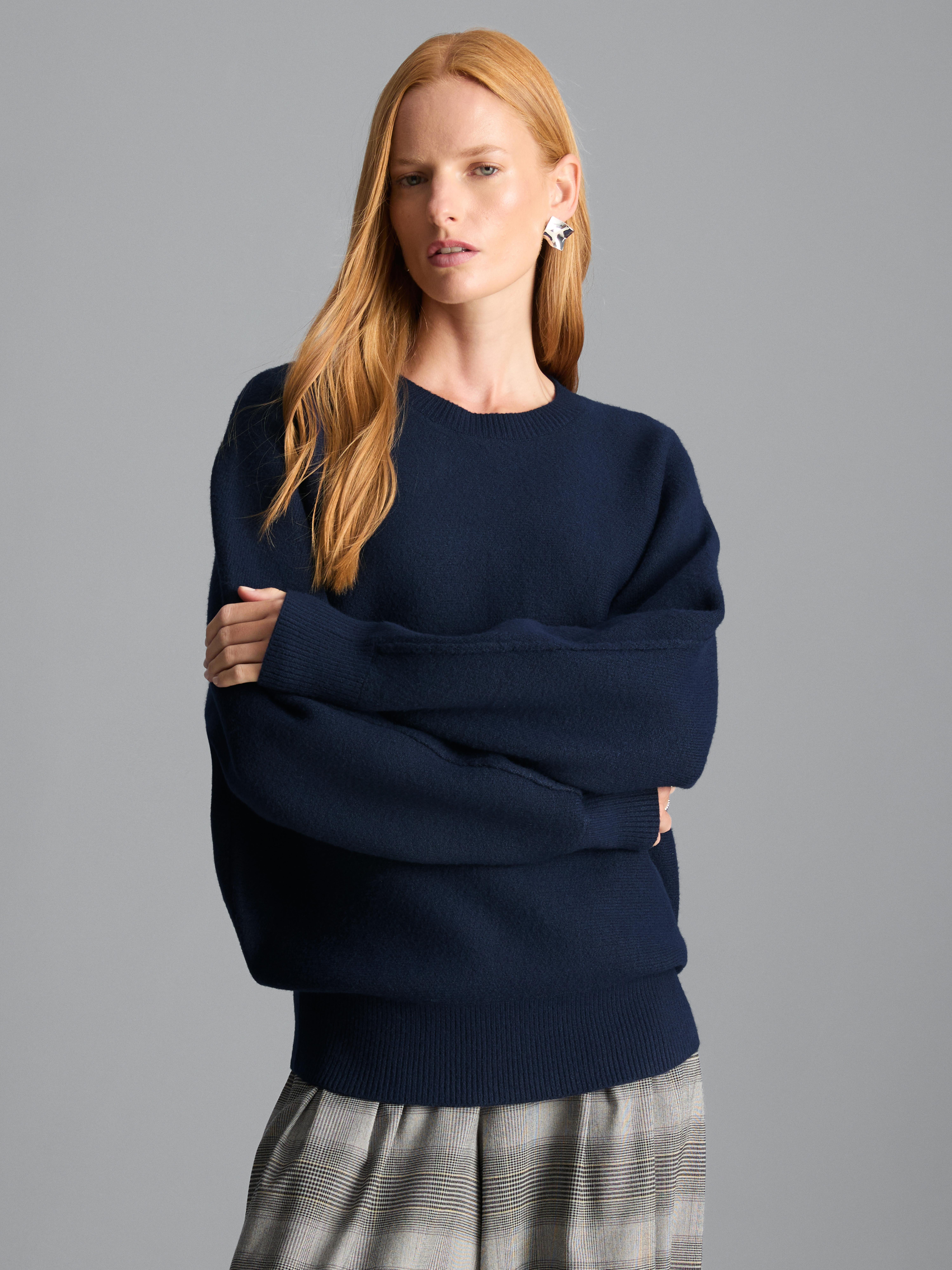 Gebreide oversized cocoontrui Marineblauw