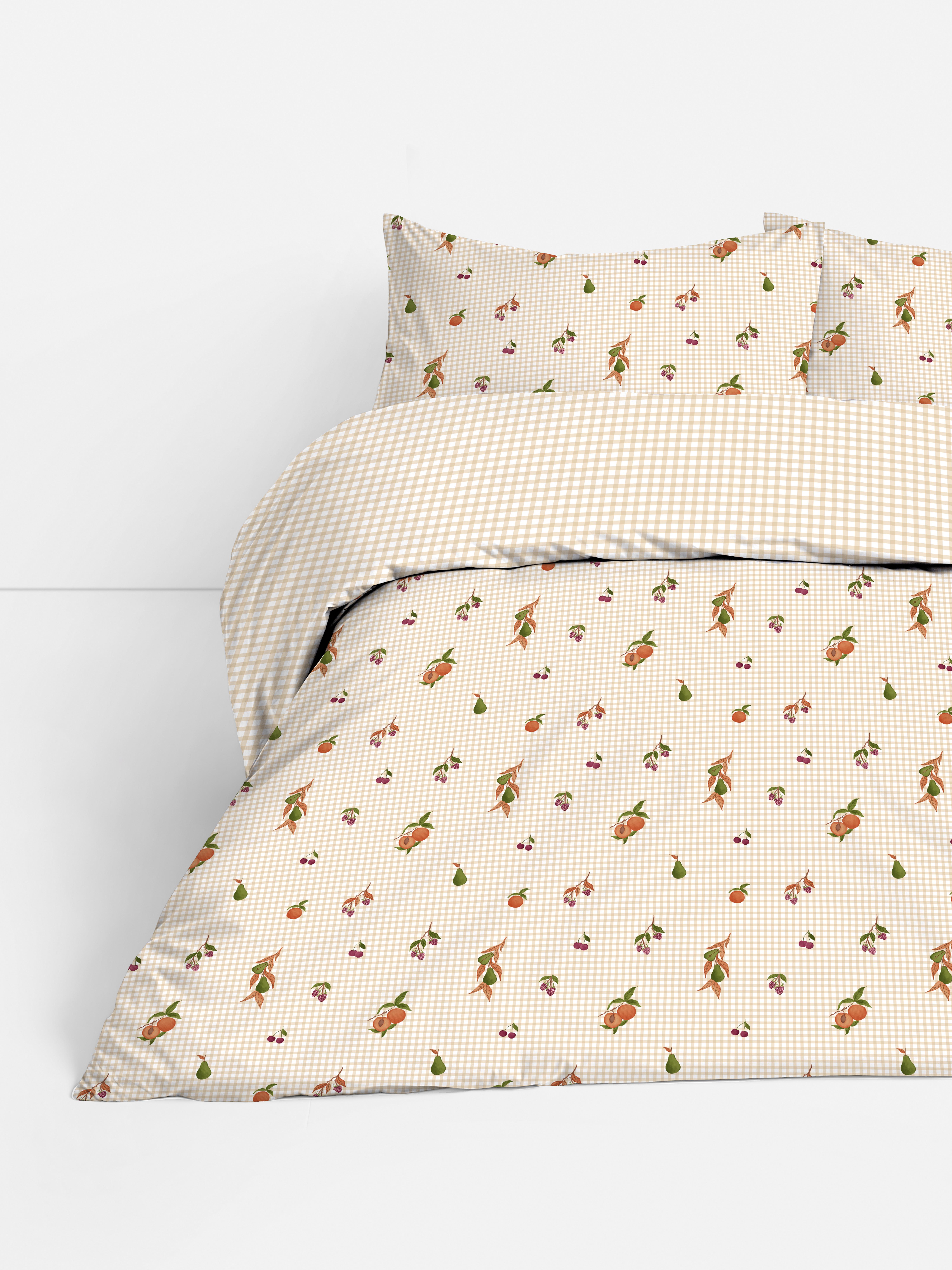 Cotton-Rich Fruit Gingham Duvet Set
