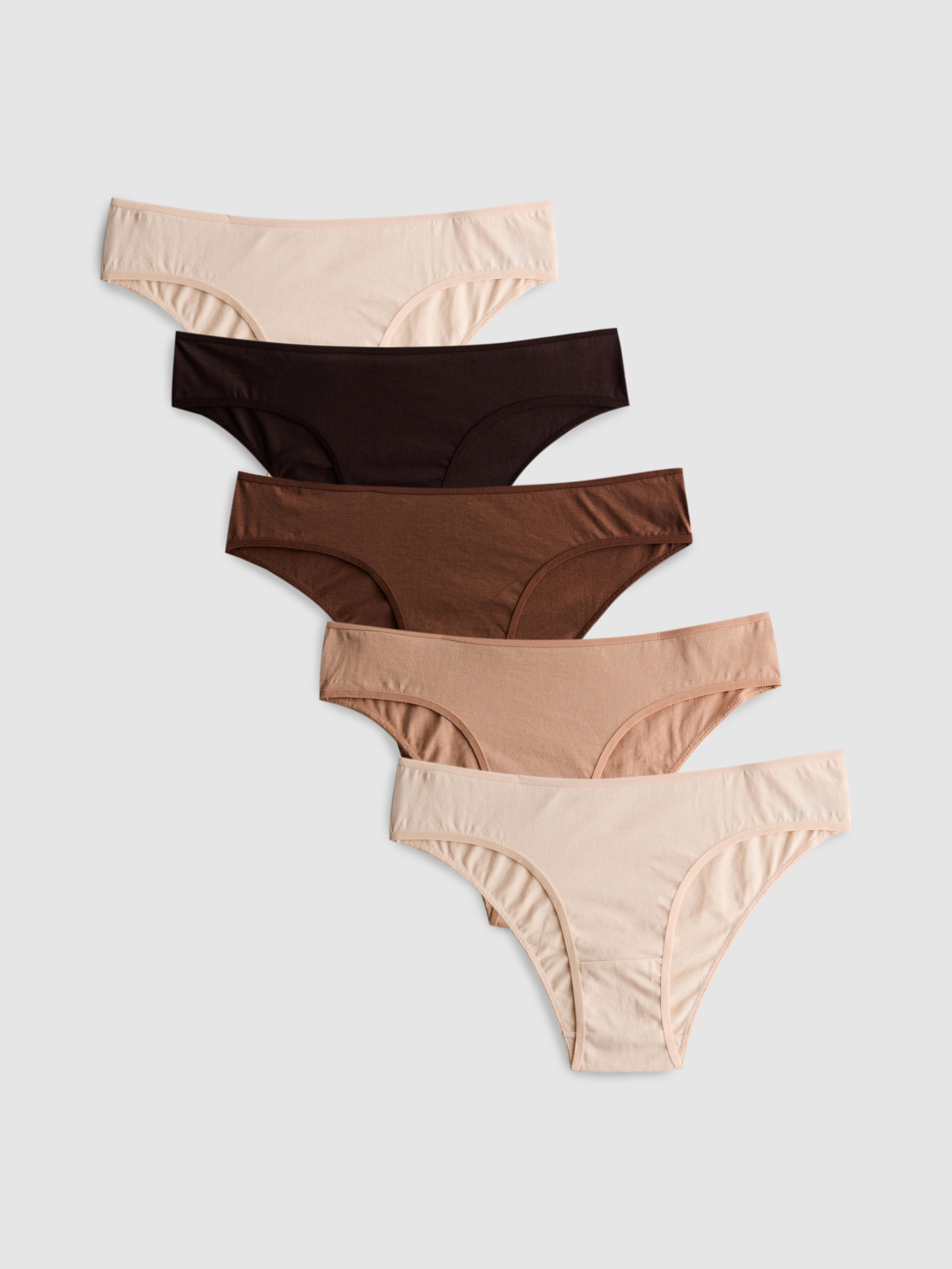 5 culottes brésiliennes de couleurs neutres en coton