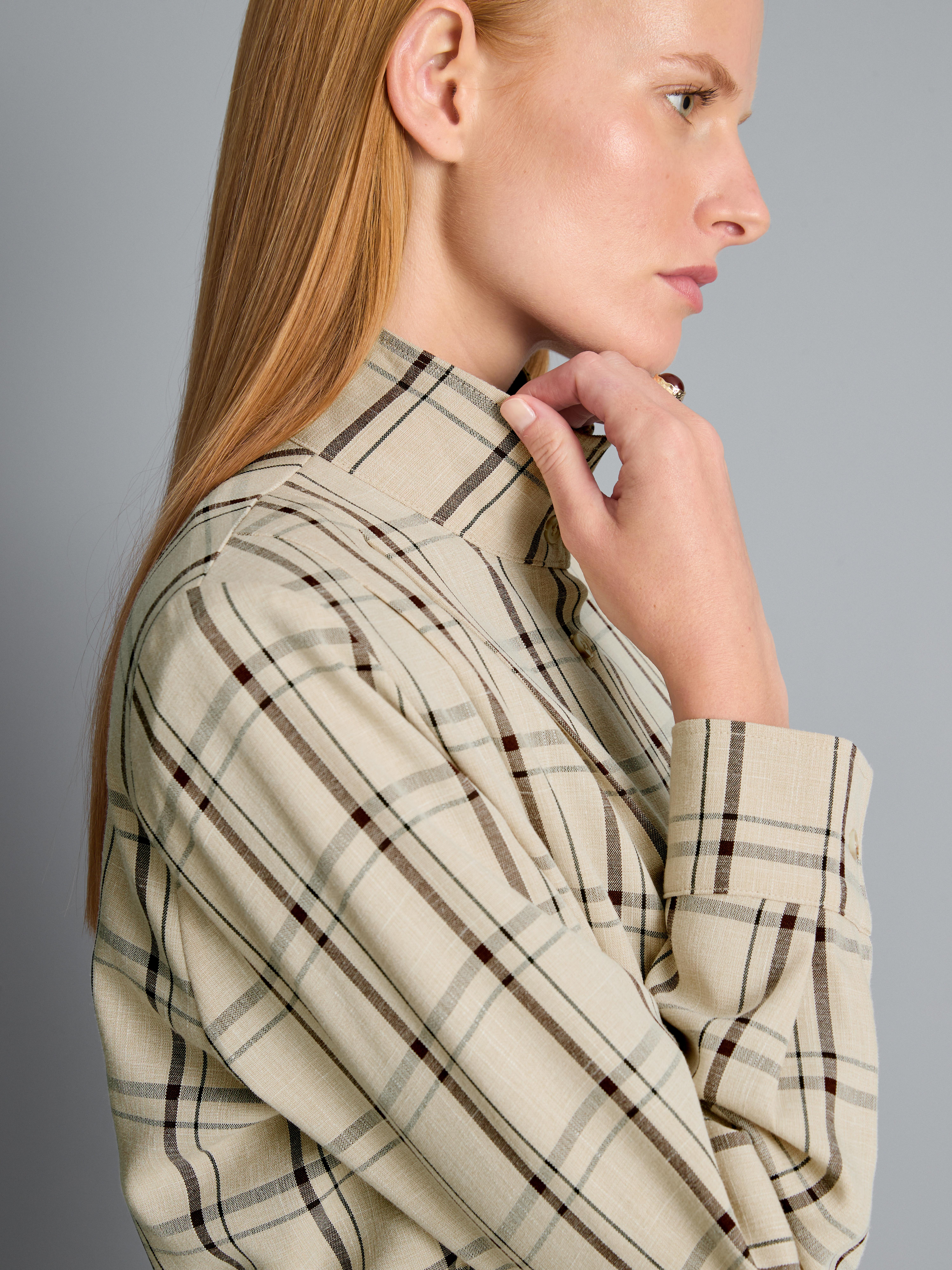 Tie-Front Checkered Shirt