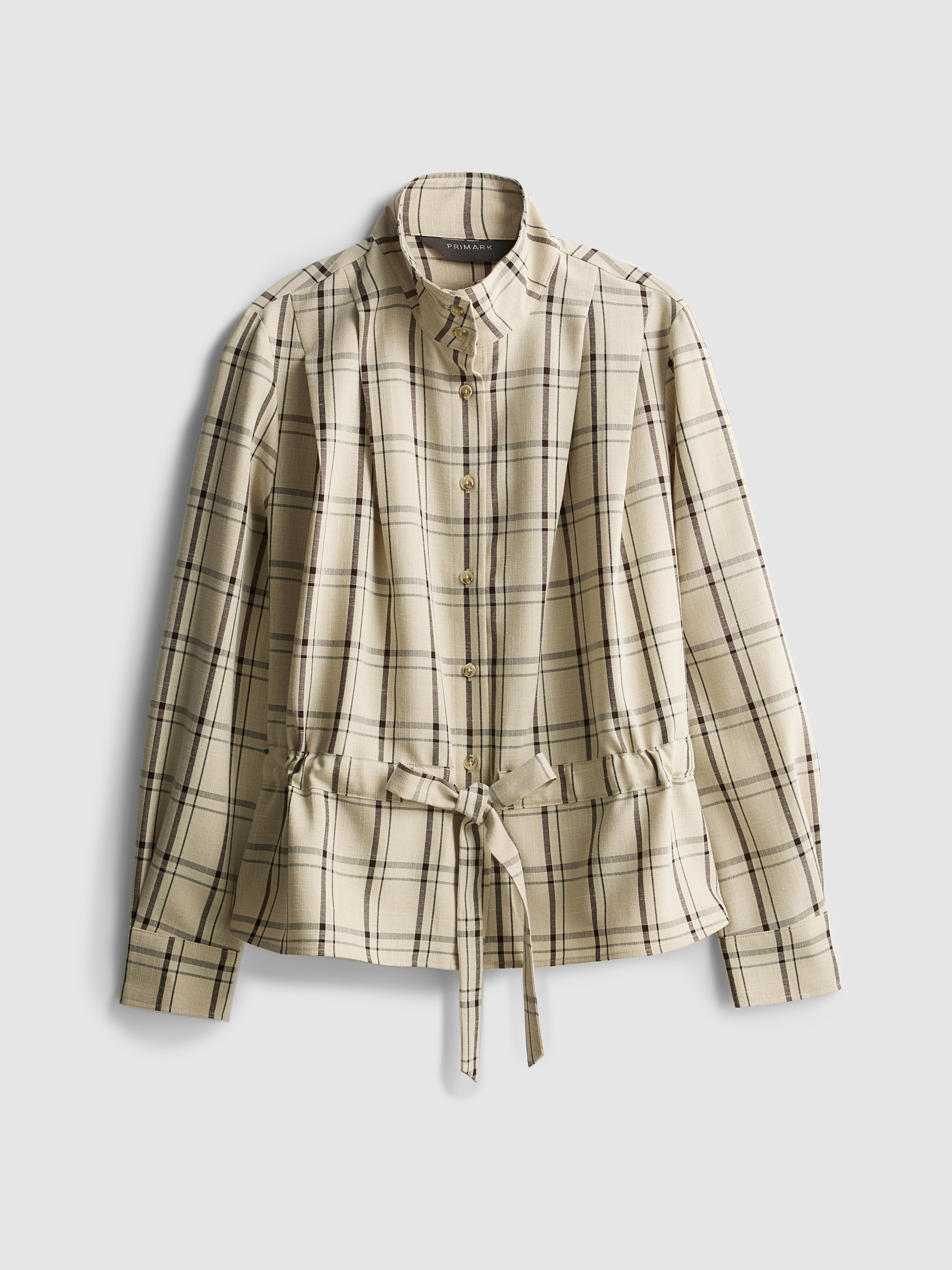 Tie-Front Checkered Shirt