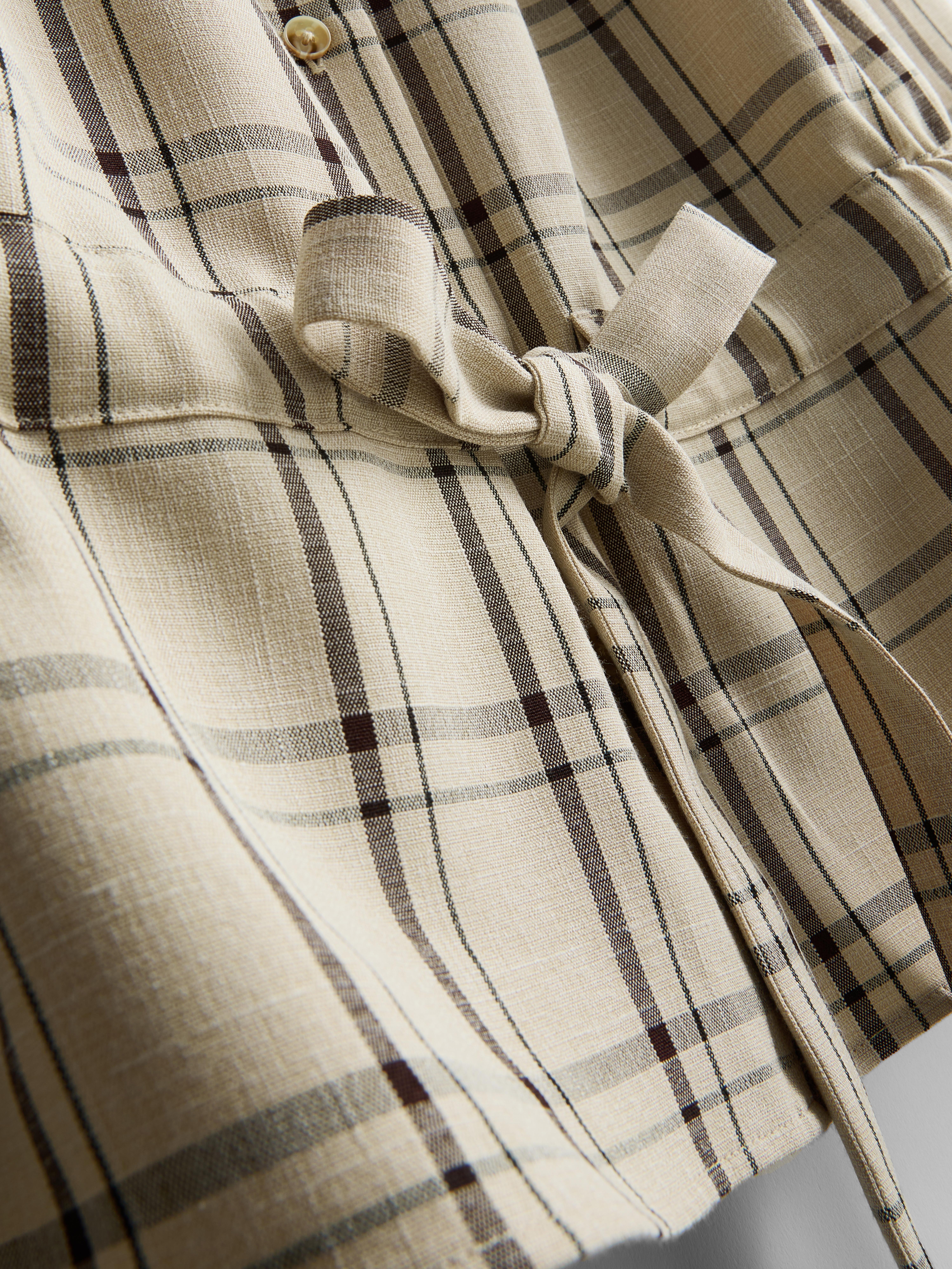 Tie-Front Checkered Shirt