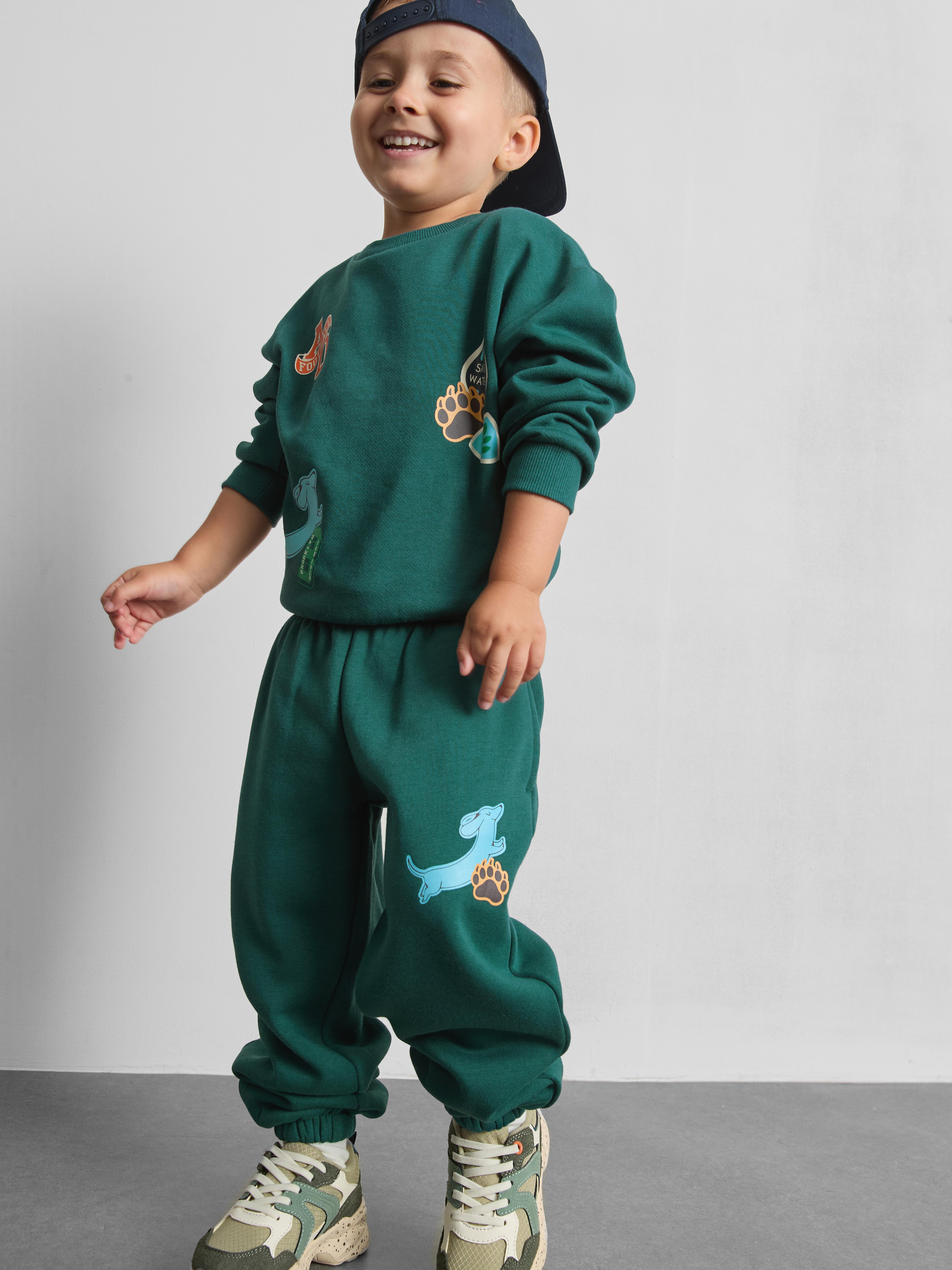 1 - 9 ani | Set bogat în bumbac cu bluză sport și pantaloni casual