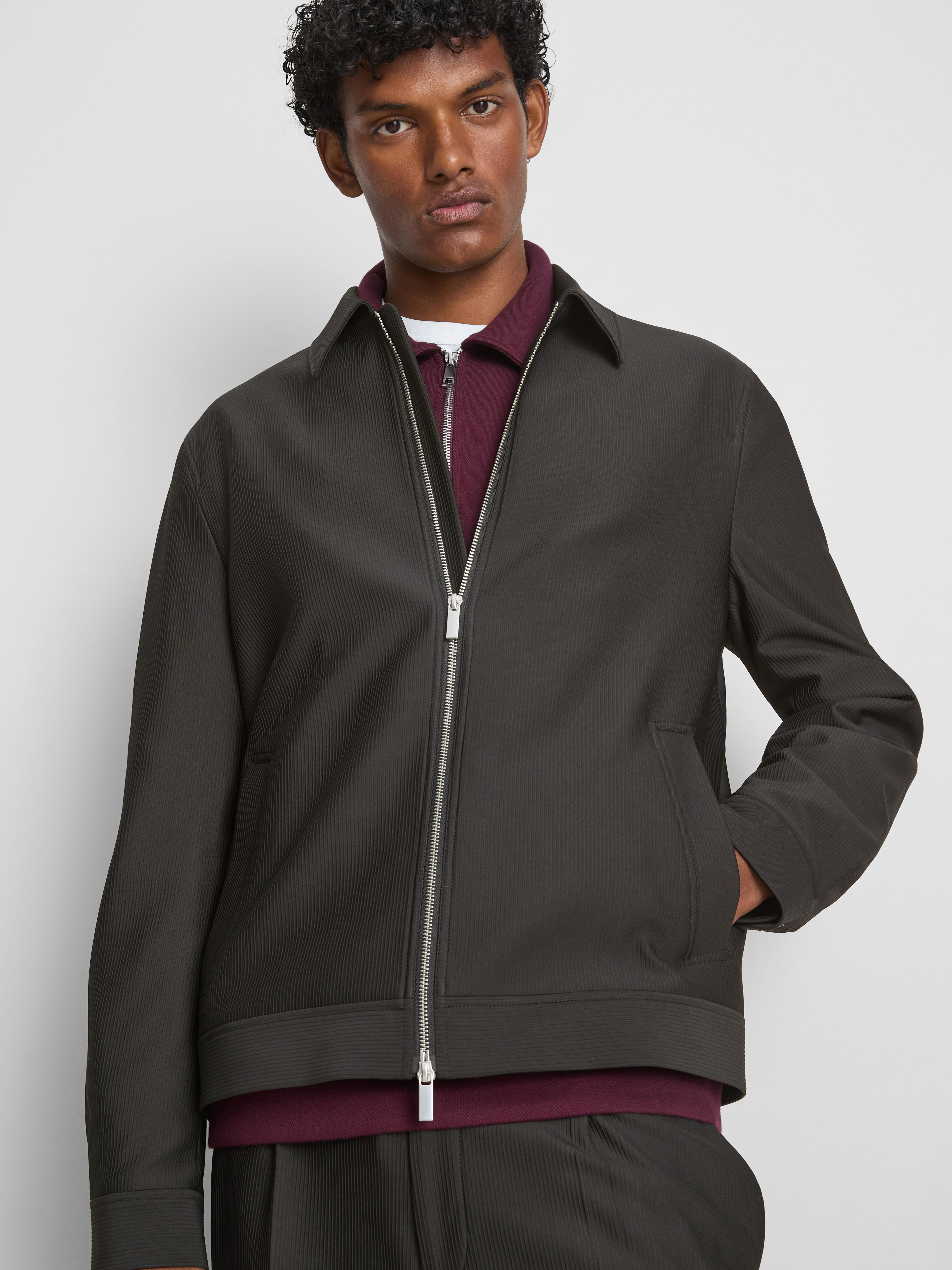 The Edit Regular Fit Plissé Zip Jacket