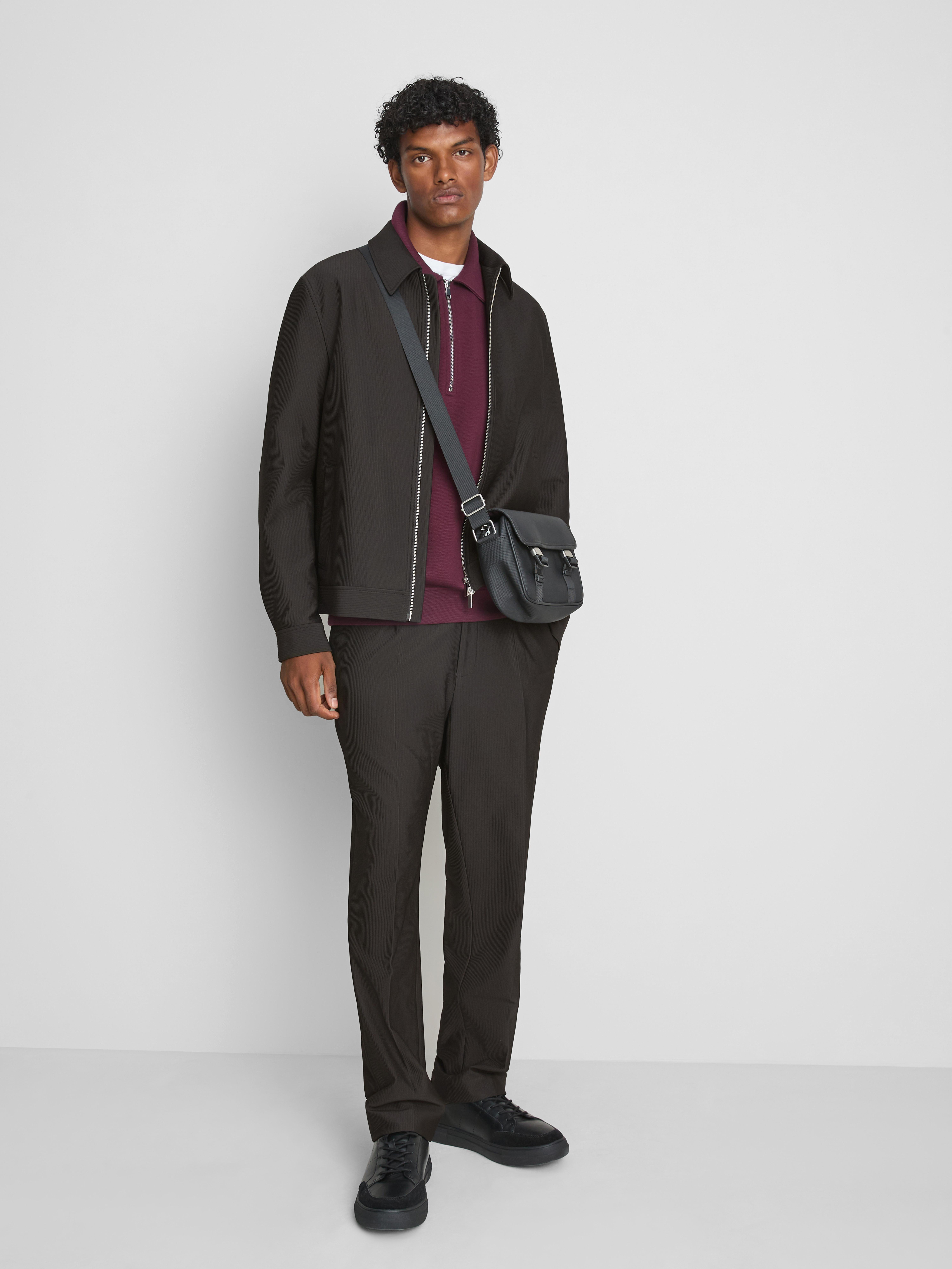 The Edit Regular Fit Plissé Zip Jacket