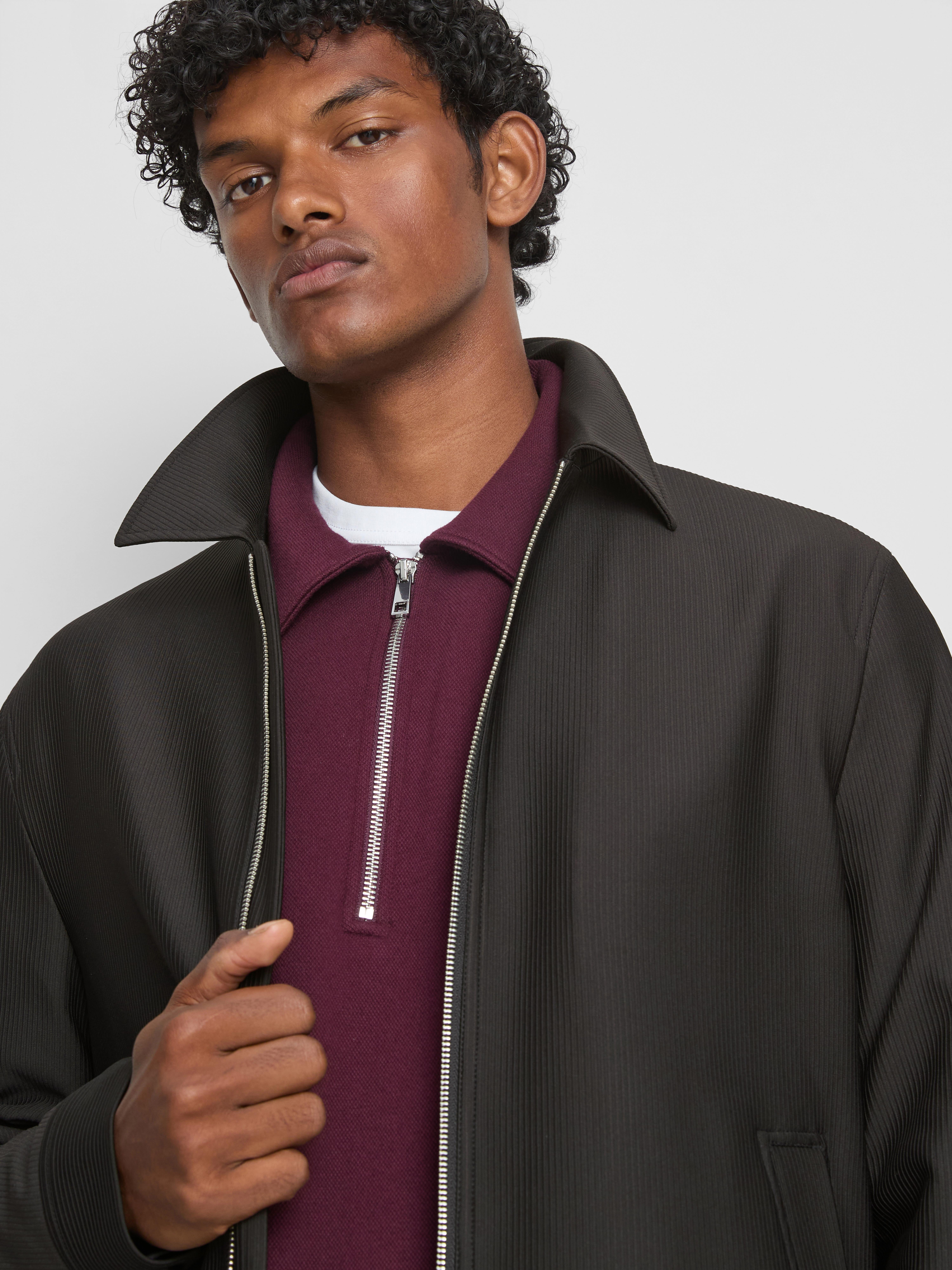The Edit Regular Fit Plissé Zip Jacket