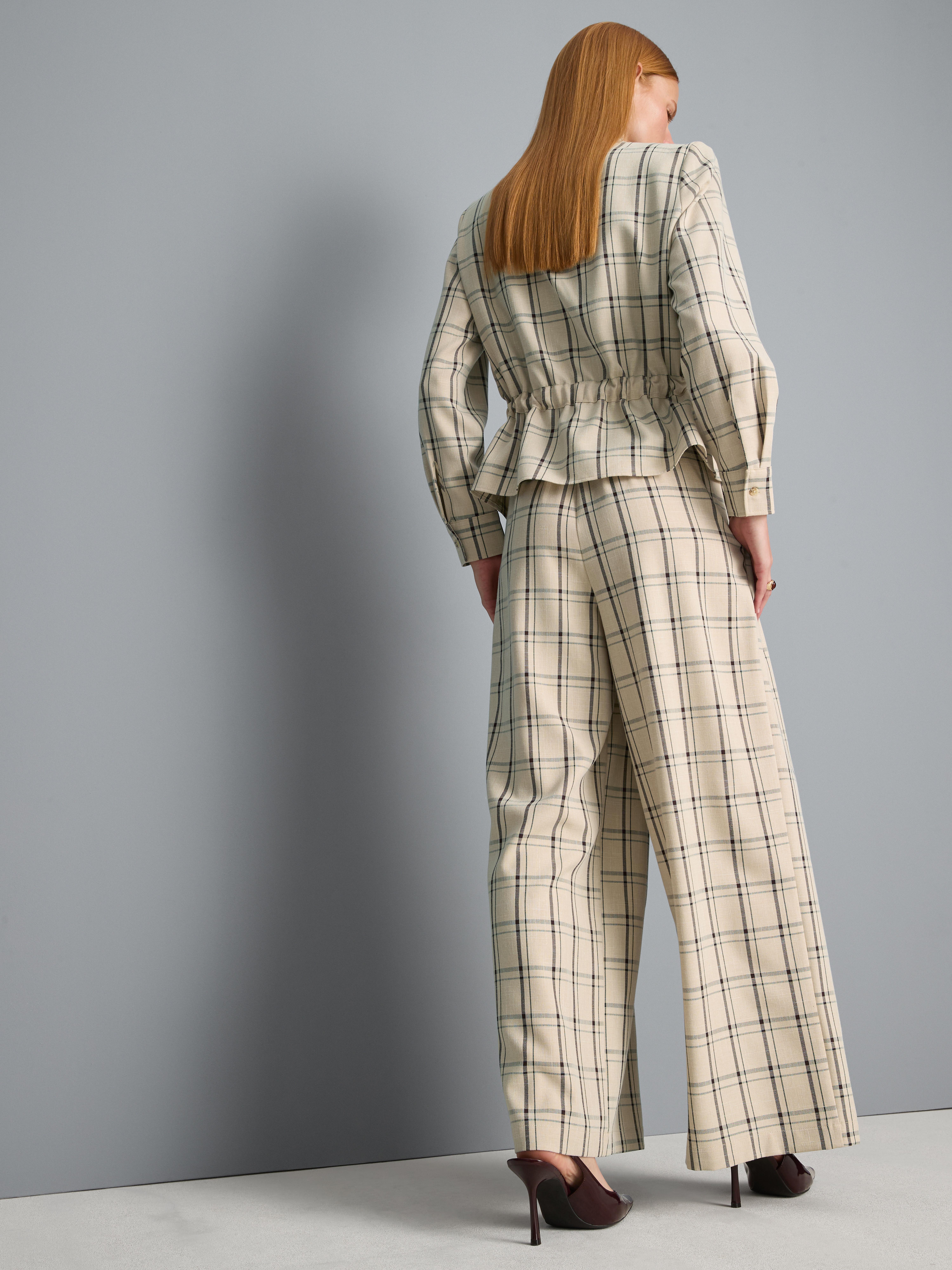 Pantalon large à carreaux