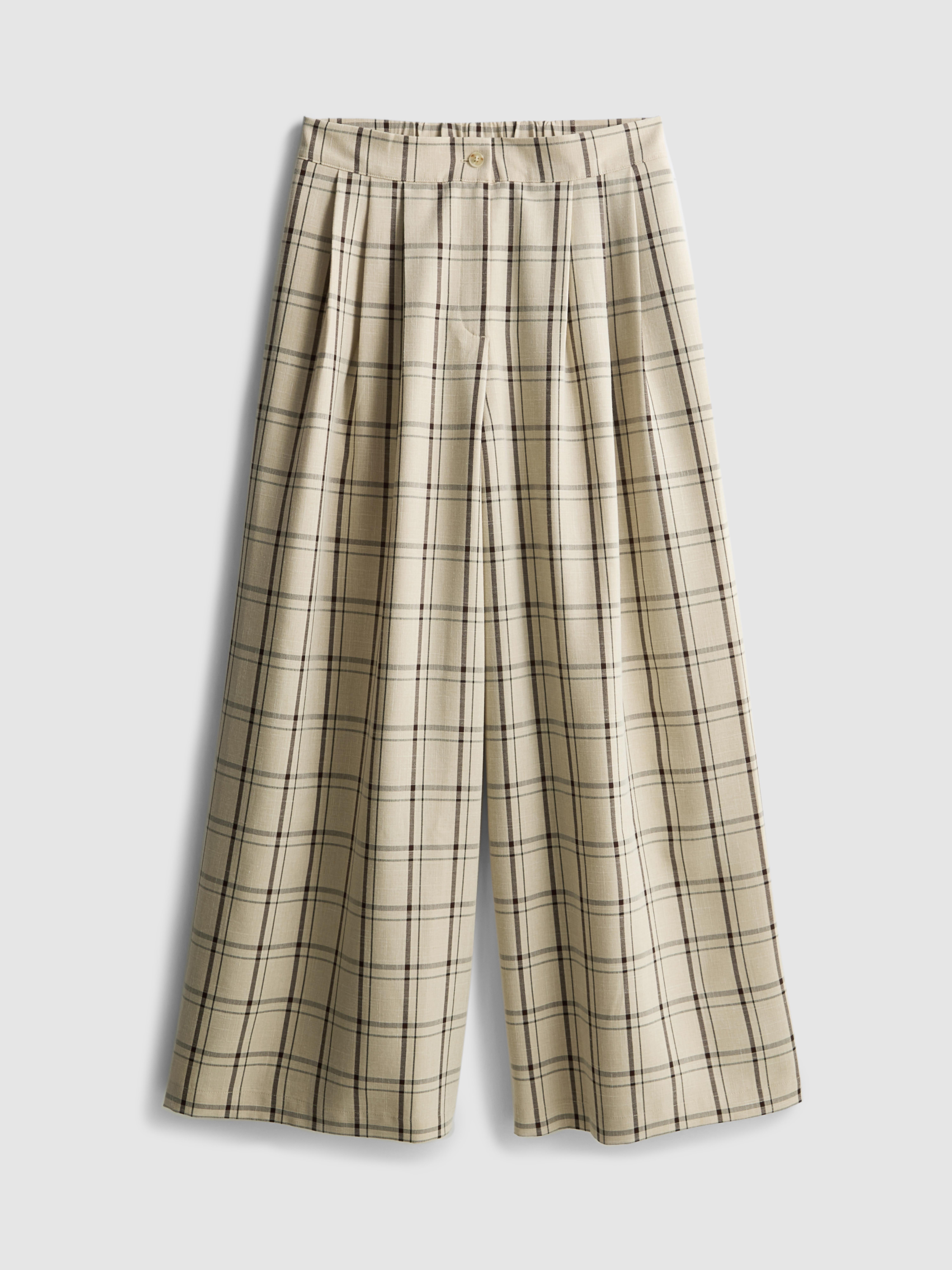 Pantalon large à carreaux