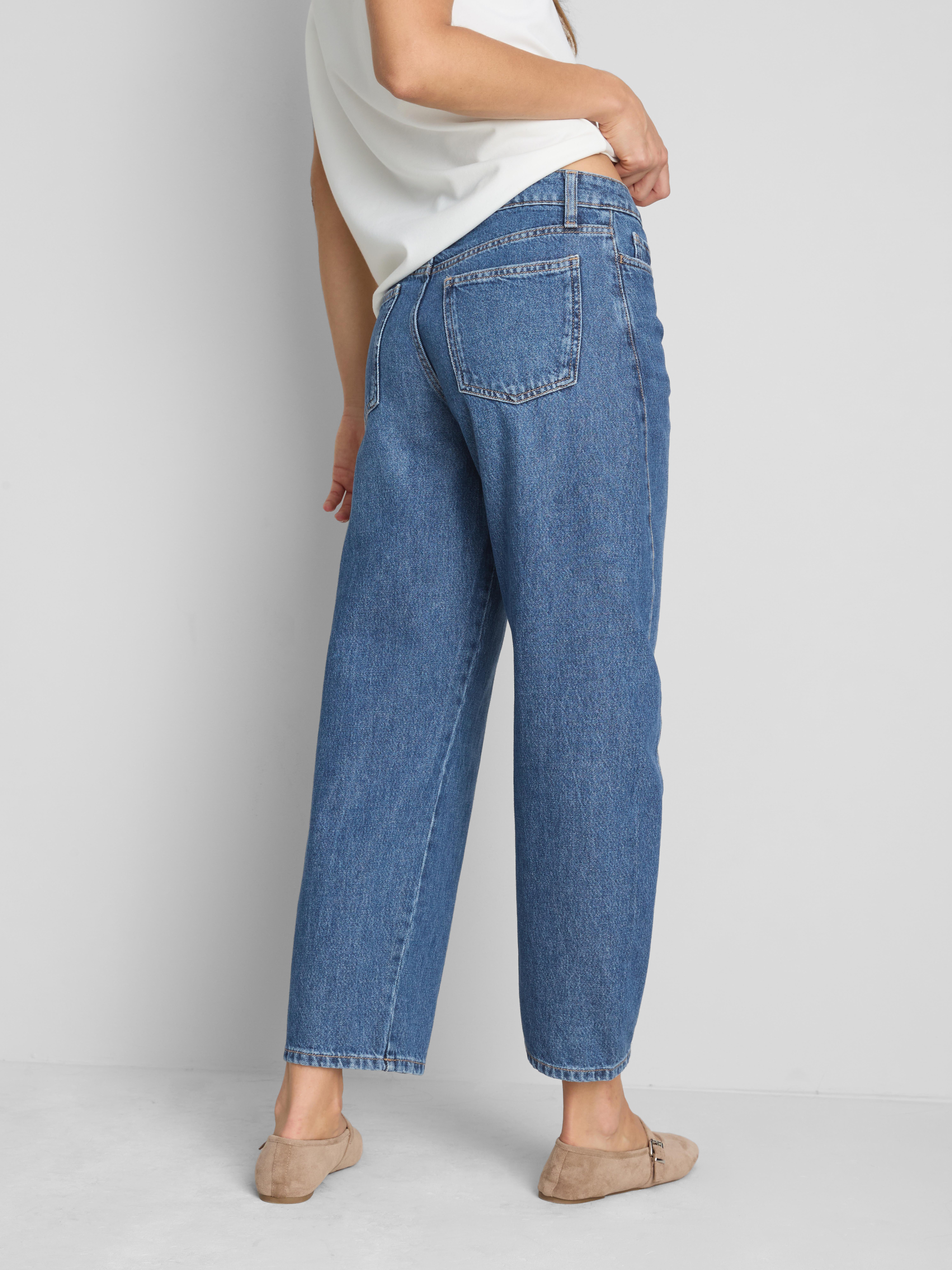 Cotton Denim Barrel-Leg Jeans