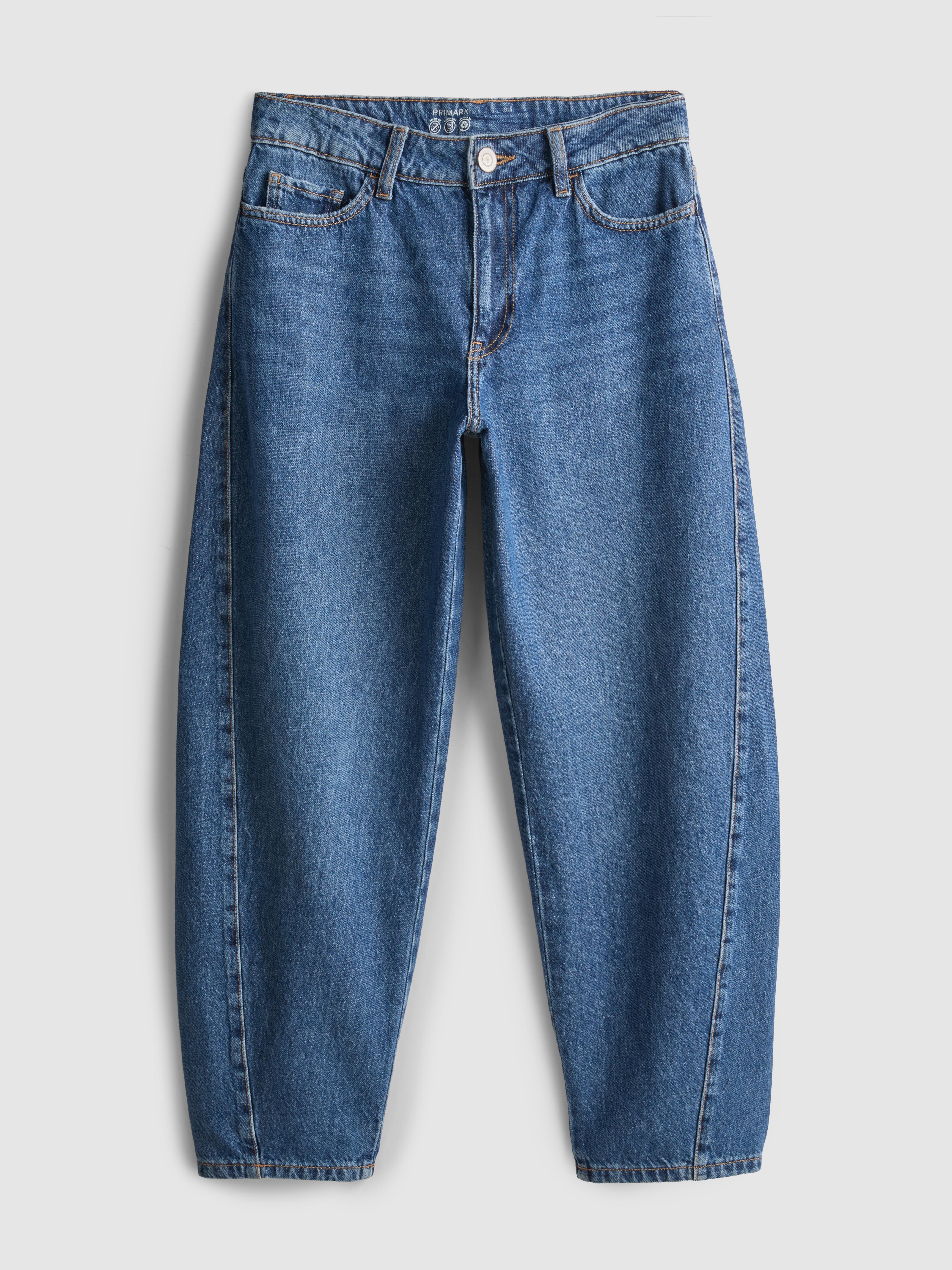 Cotton Denim Barrel-Leg Jeans