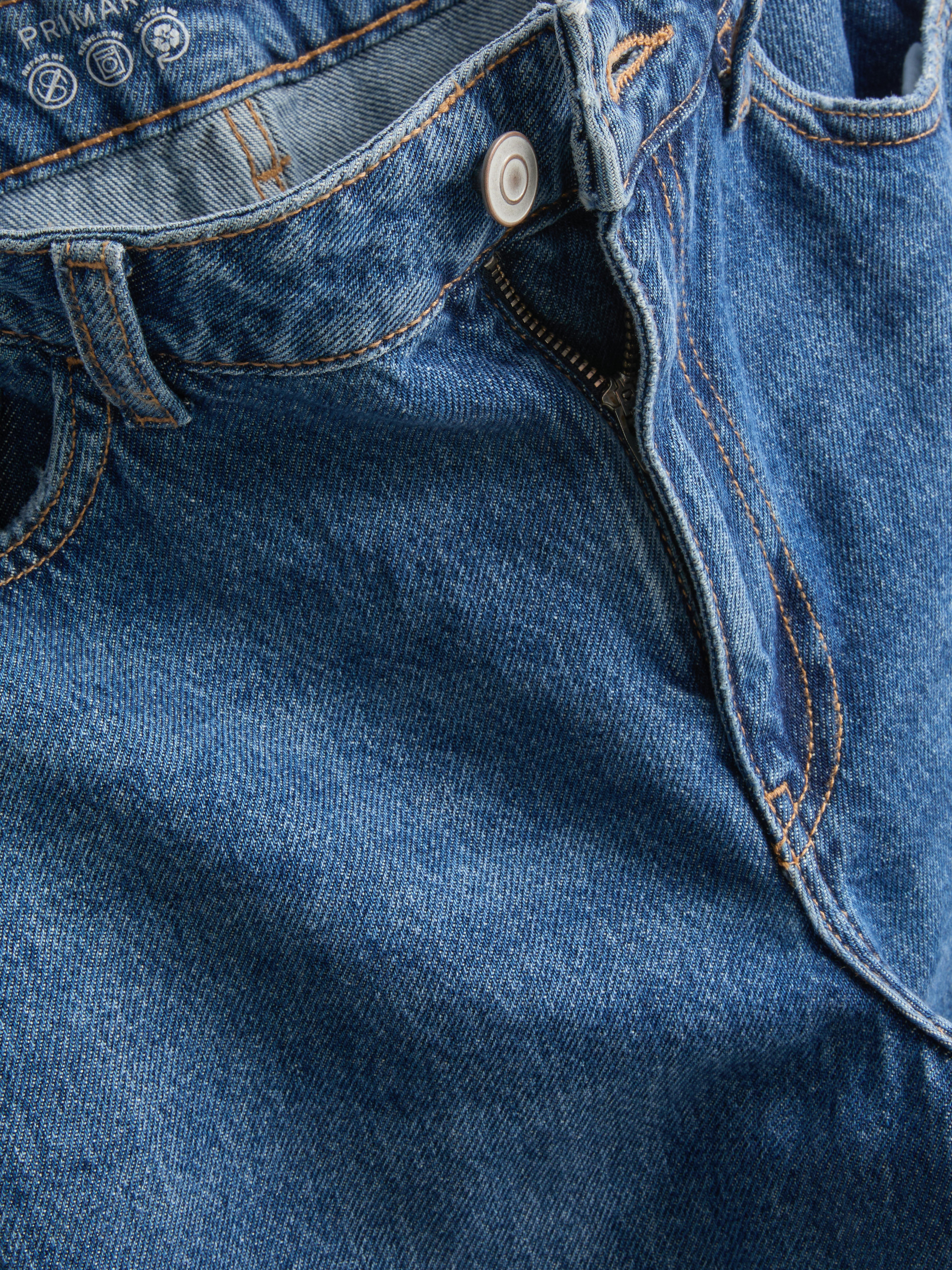 Cotton Denim Barrel-Leg Jeans
