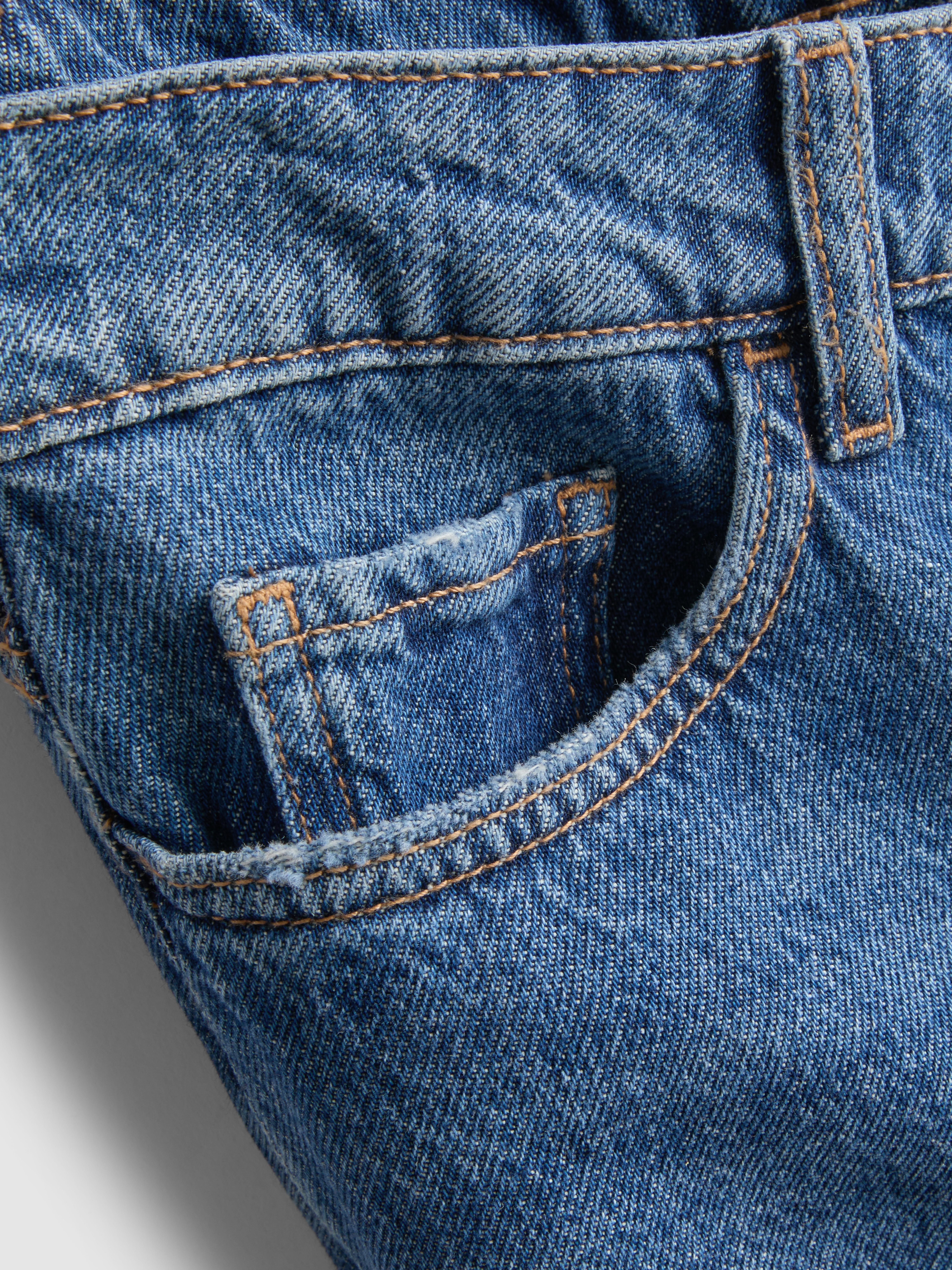 Cotton Denim Barrel-Leg Jeans
