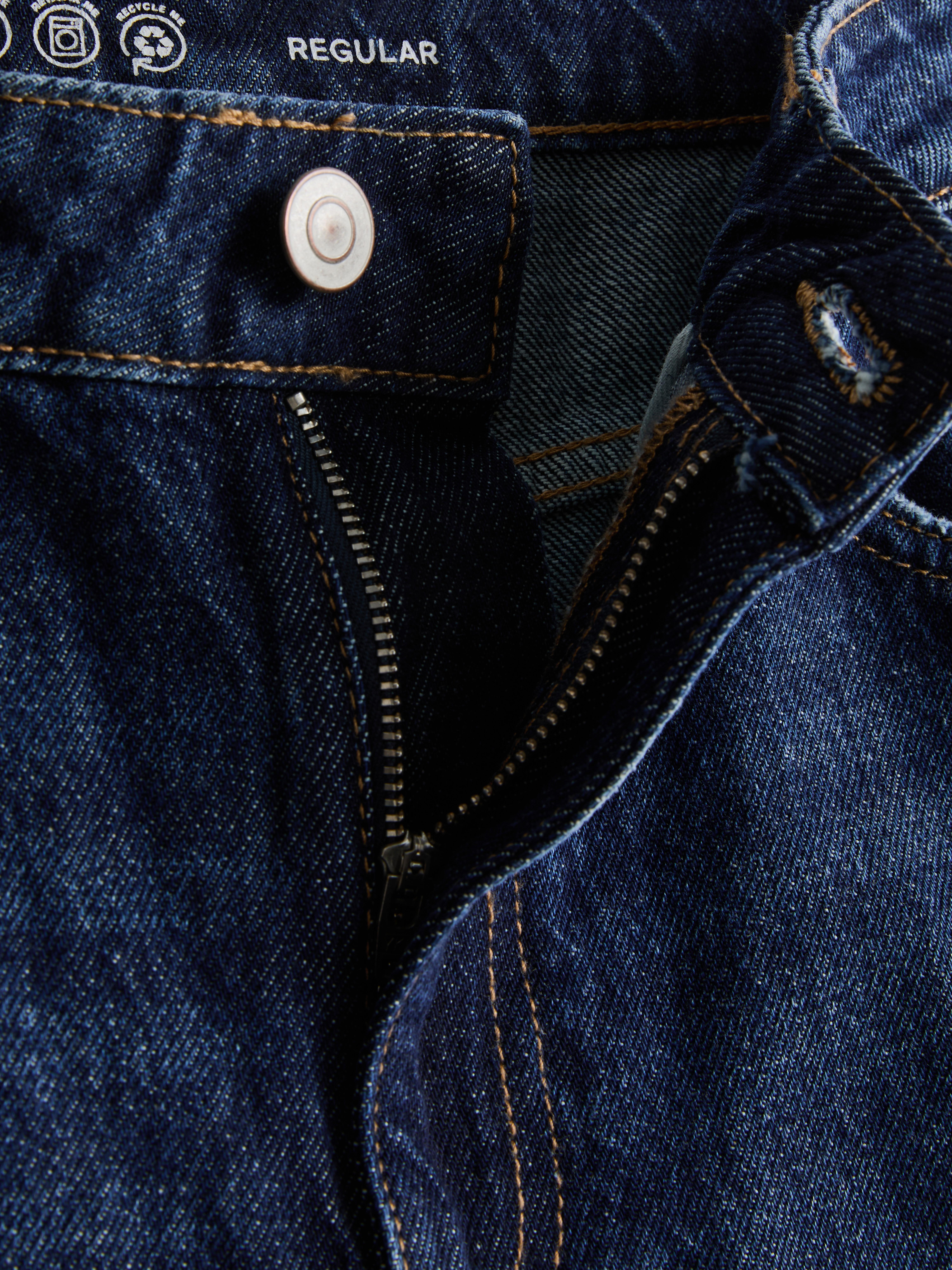 Cotton Denim Barrel-Leg Jeans
