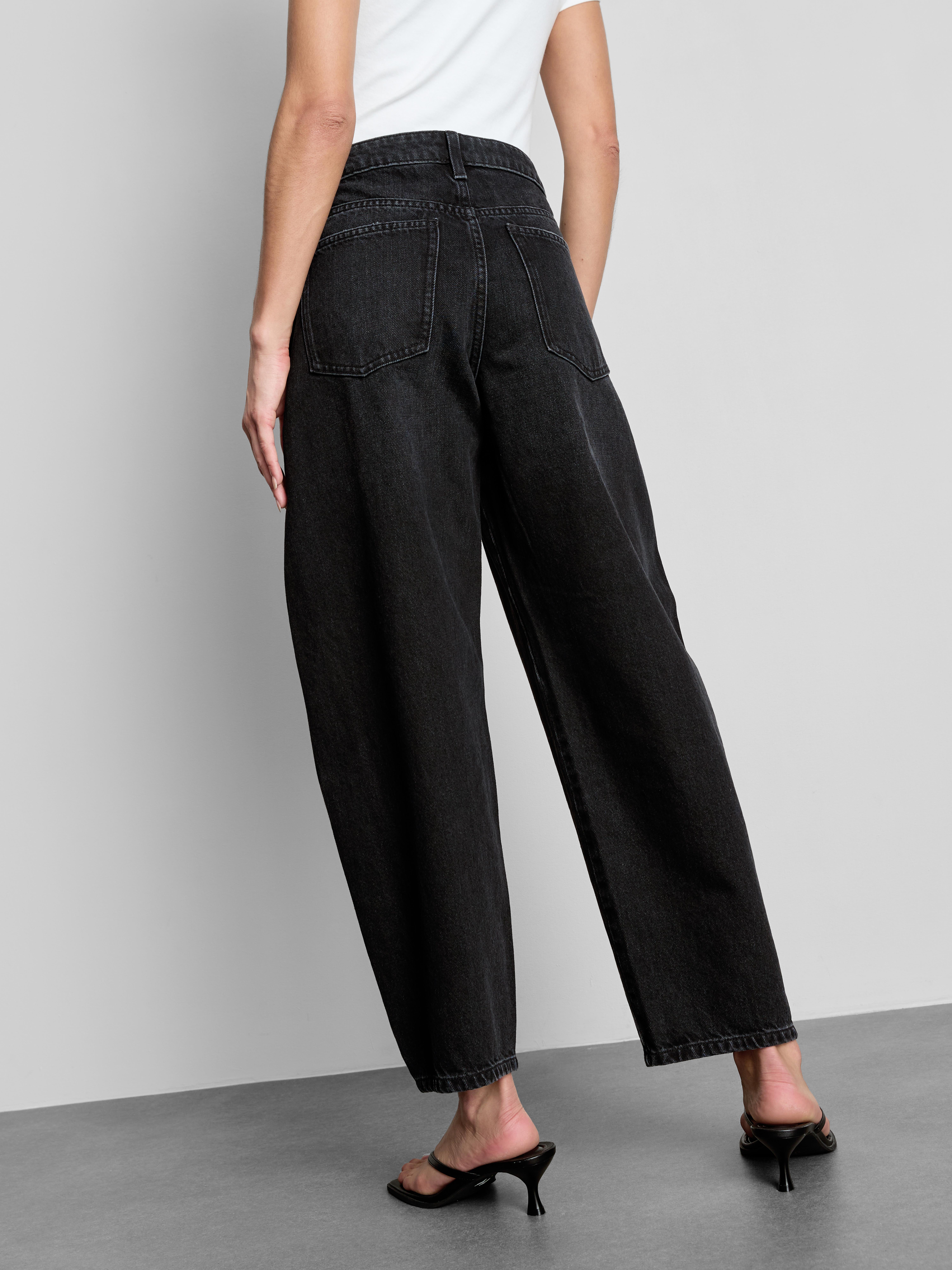 Cotton Denim Barrel-Leg Jeans