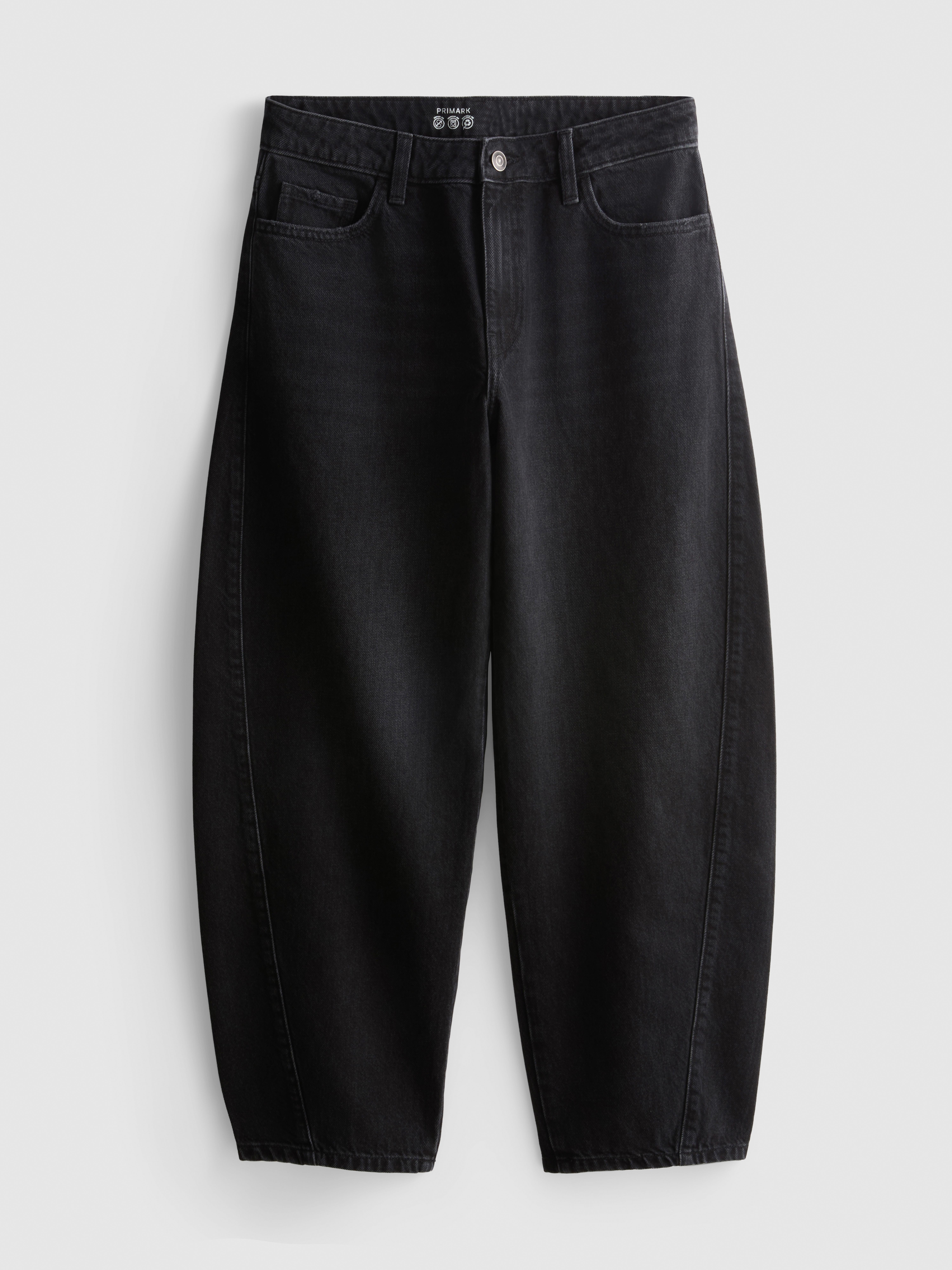 Cotton Denim Barrel-Leg Jeans