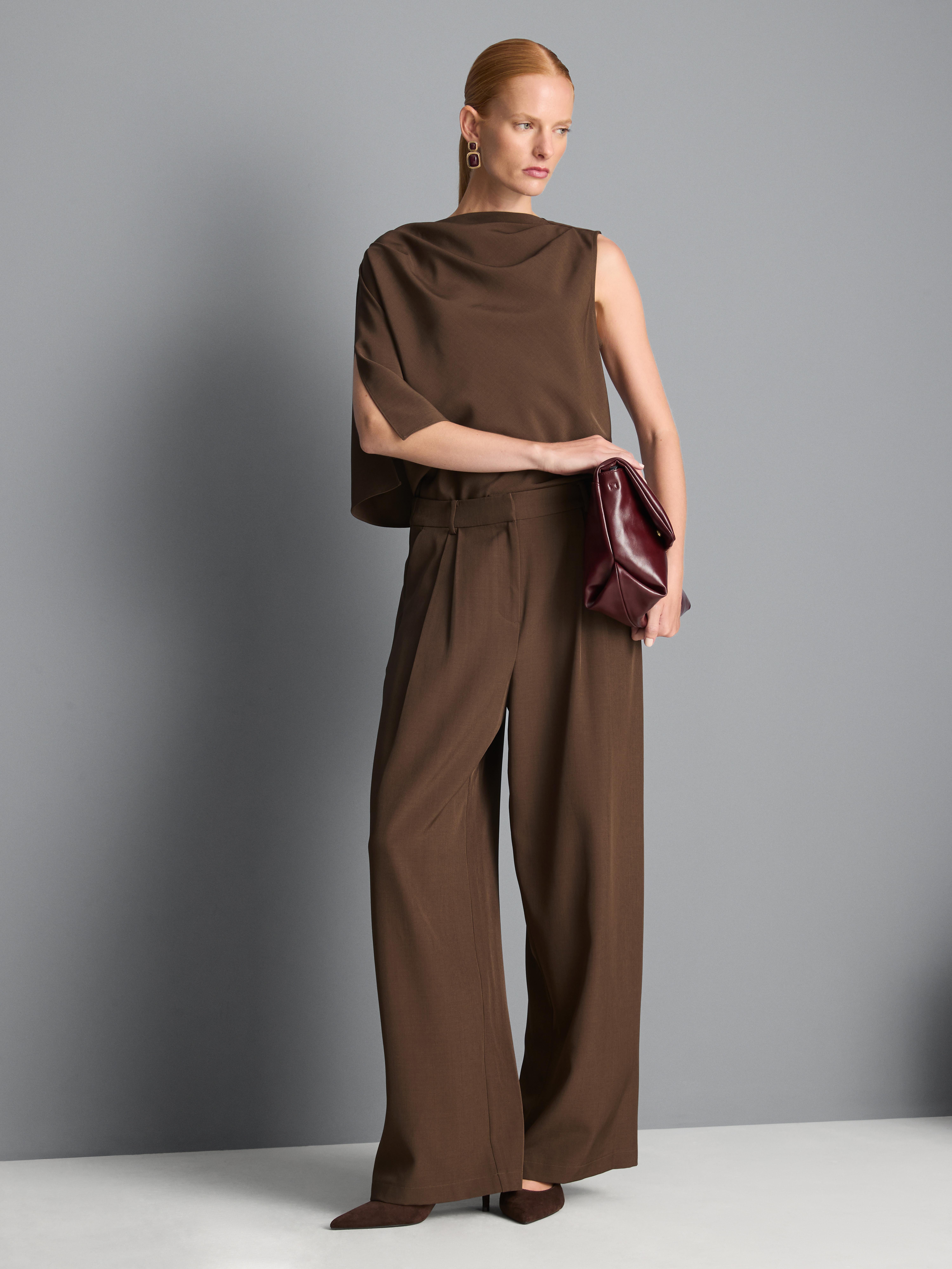 High Waisted Pleated Wide Leg Pants