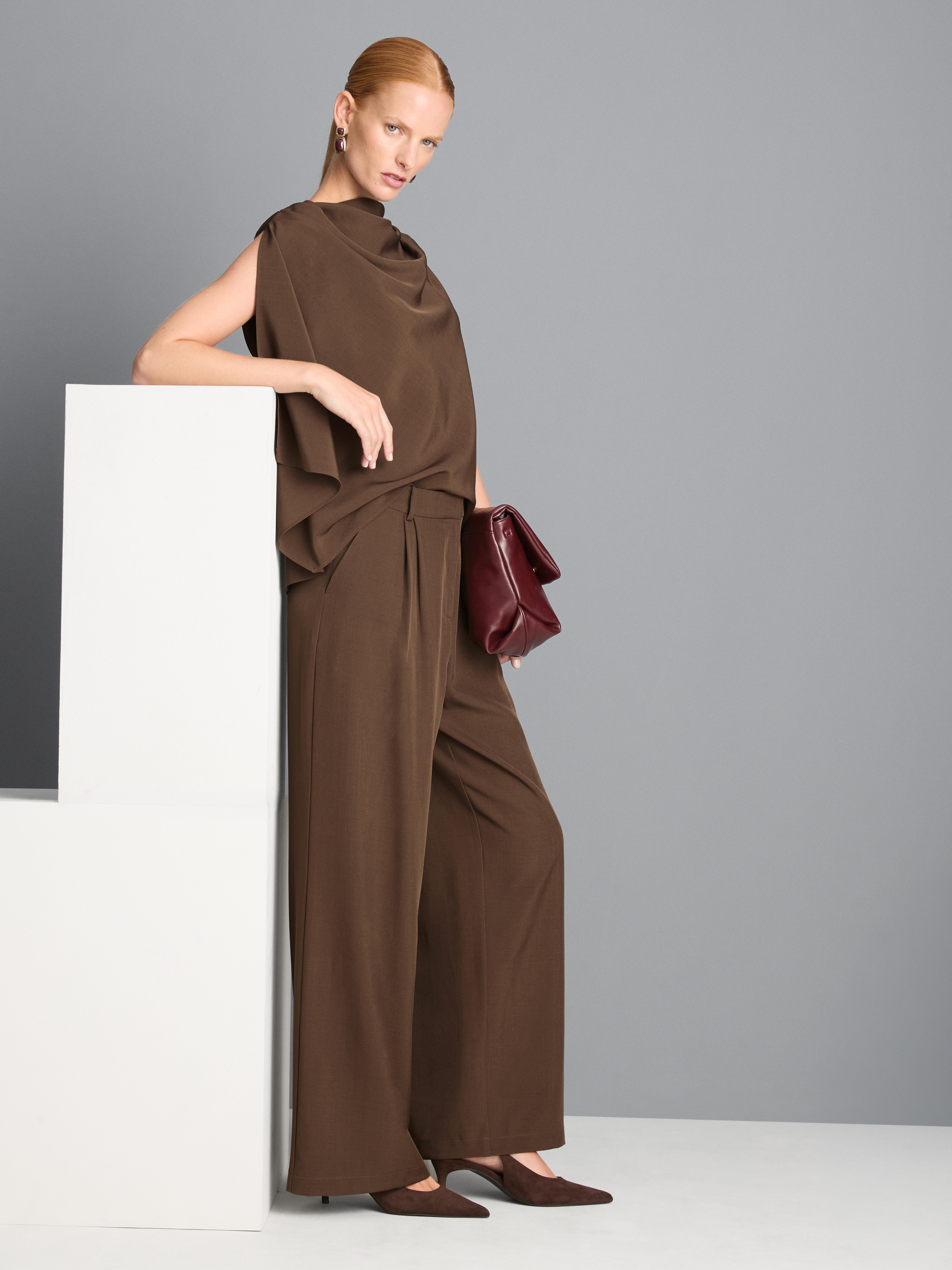 High Waisted Pleated Wide Leg Pants
