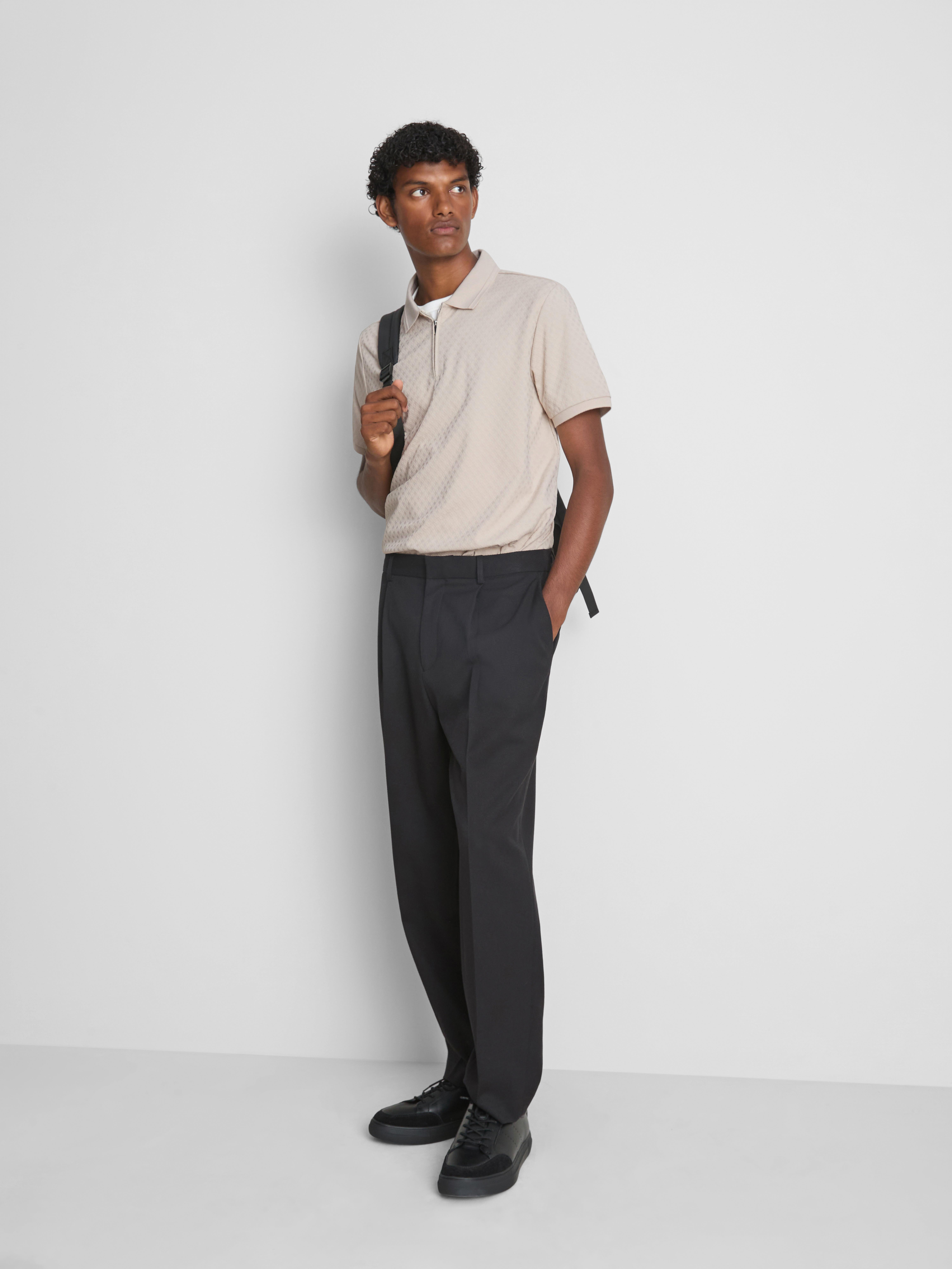 The Edit Textured Zip Polo Shirt