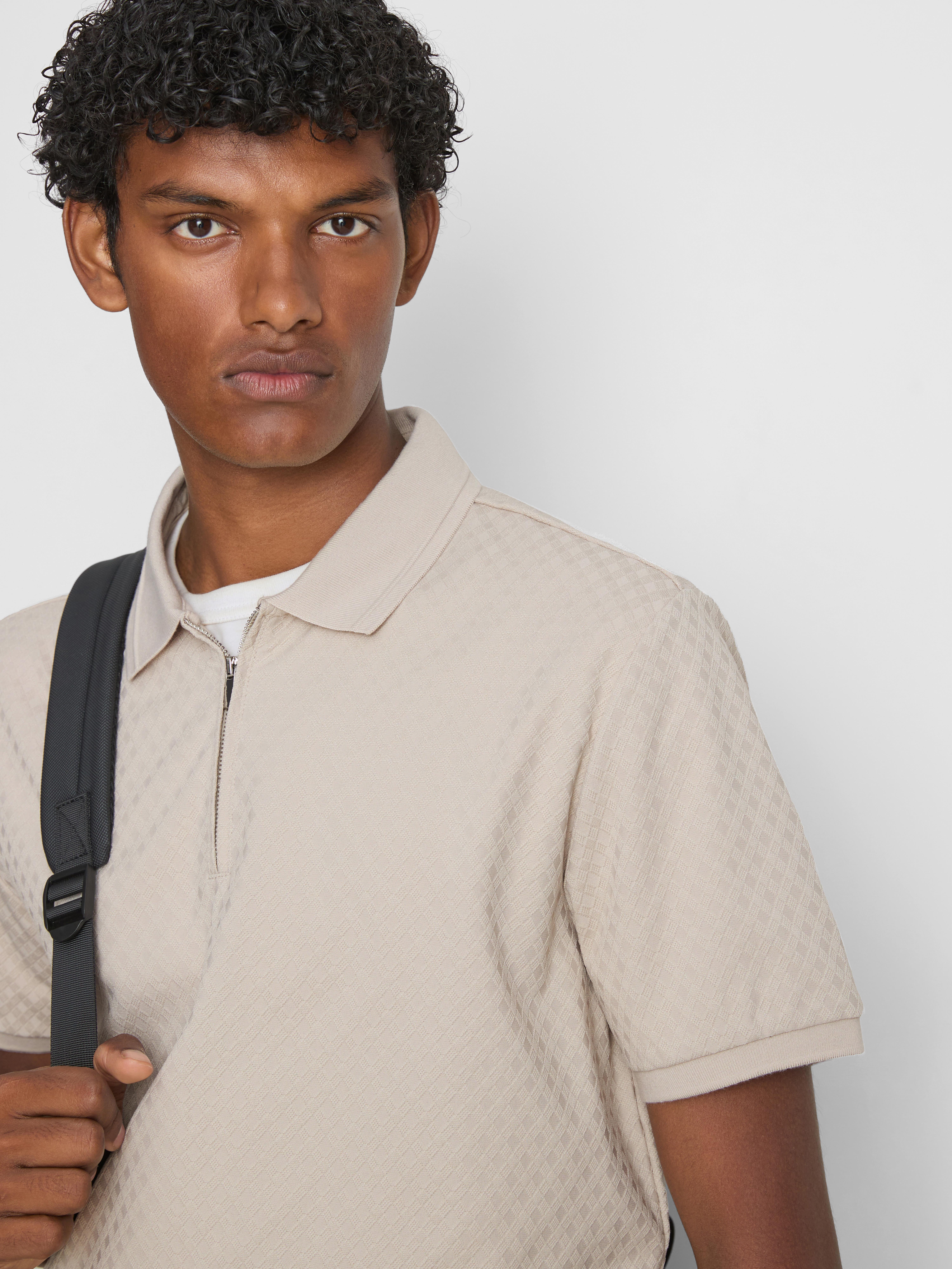 The Edit Textured Zip Polo Shirt