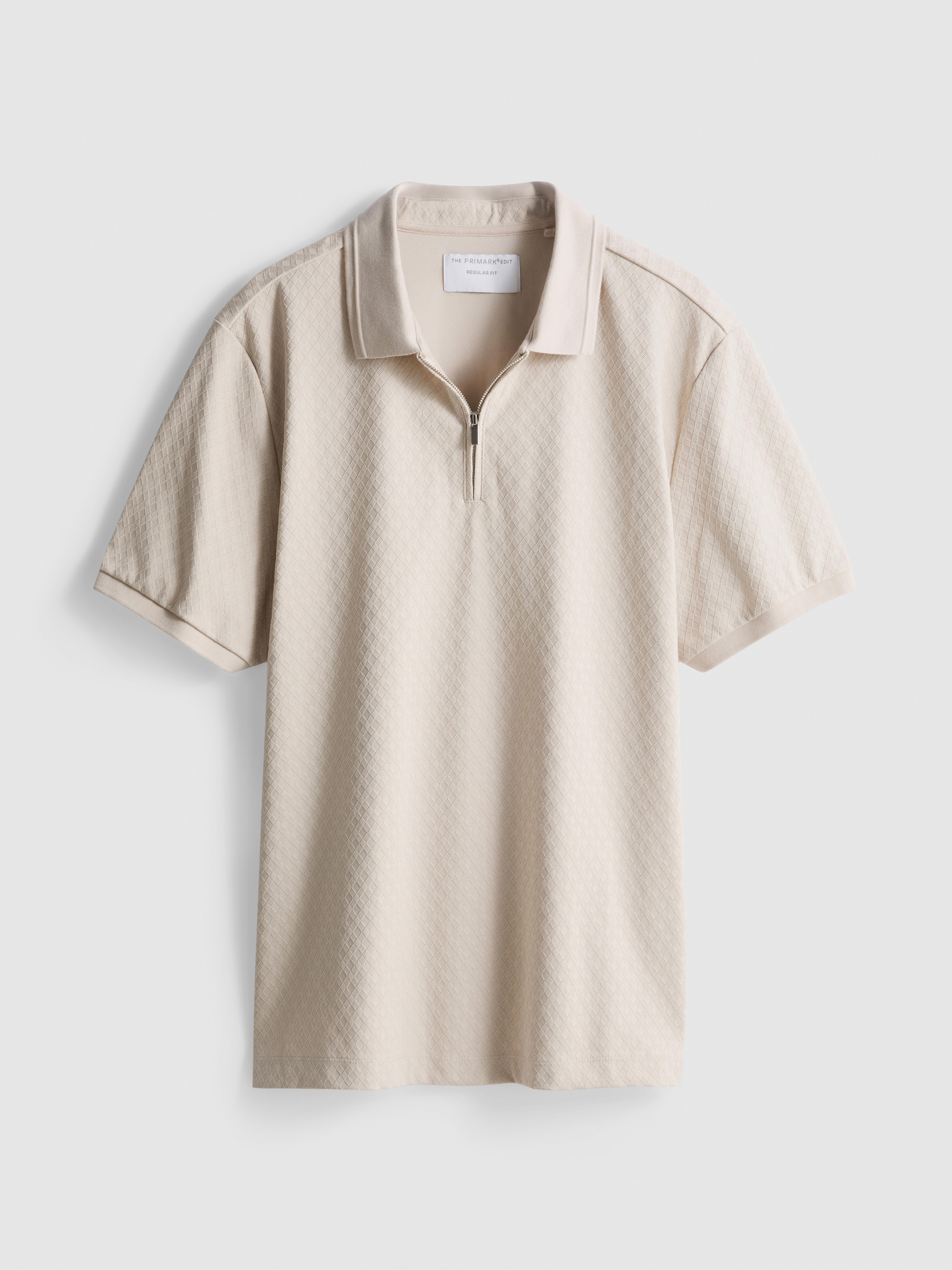 The Edit Textured Zip Polo Shirt