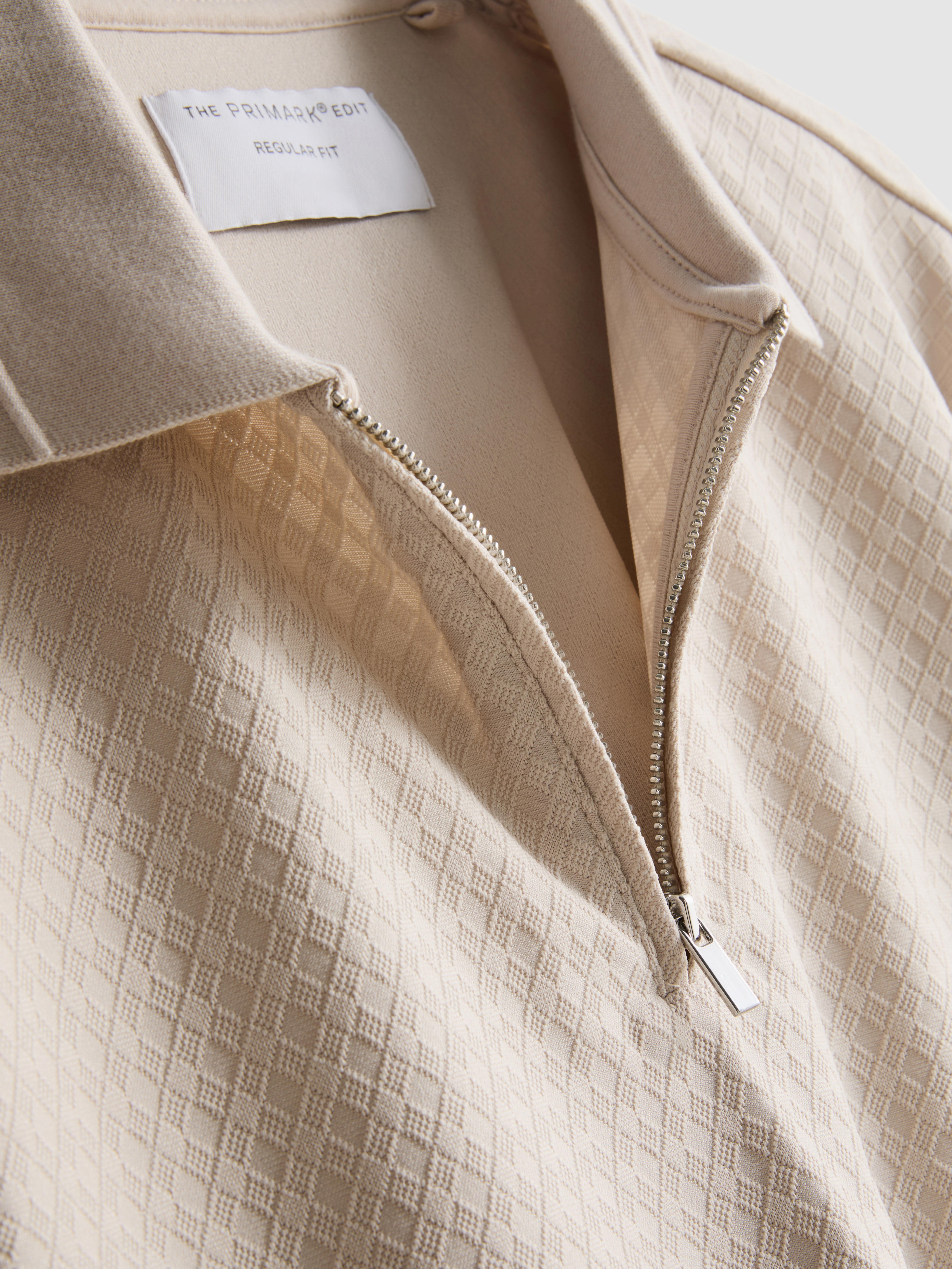 The Edit Textured Zip Polo Shirt