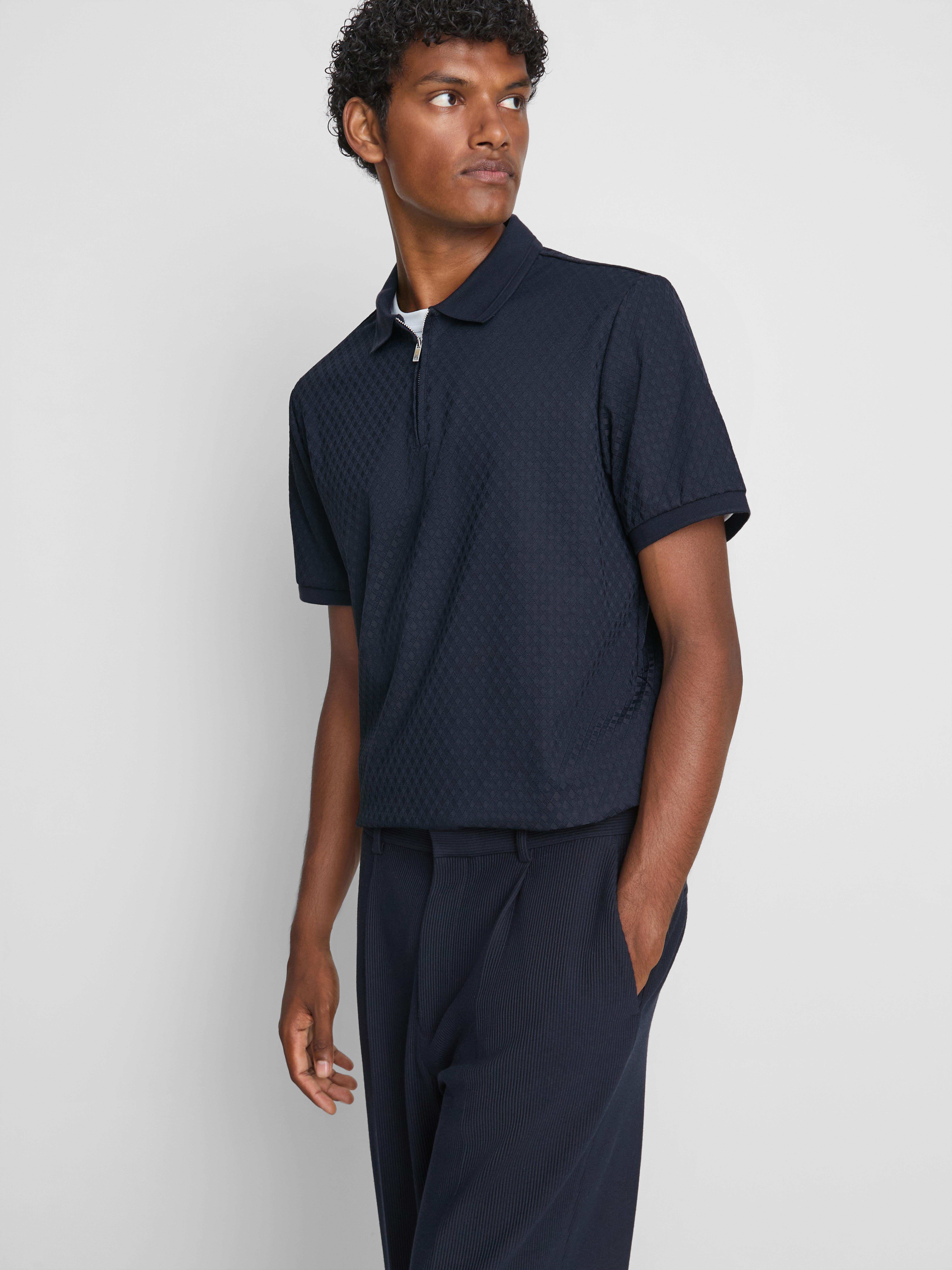 The Edit Textured Zip Polo Shirt