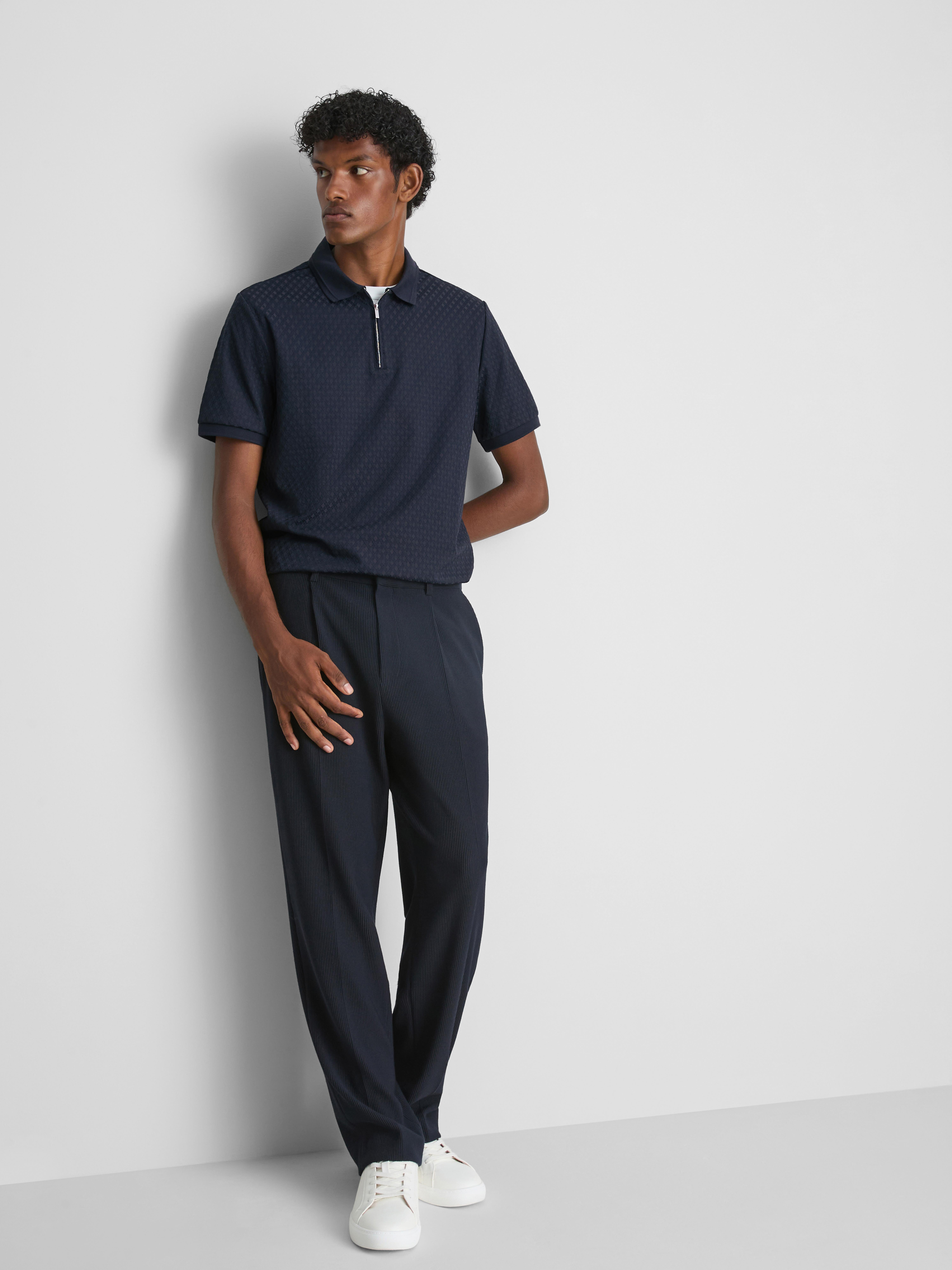 The Edit Textured Zip Polo Shirt