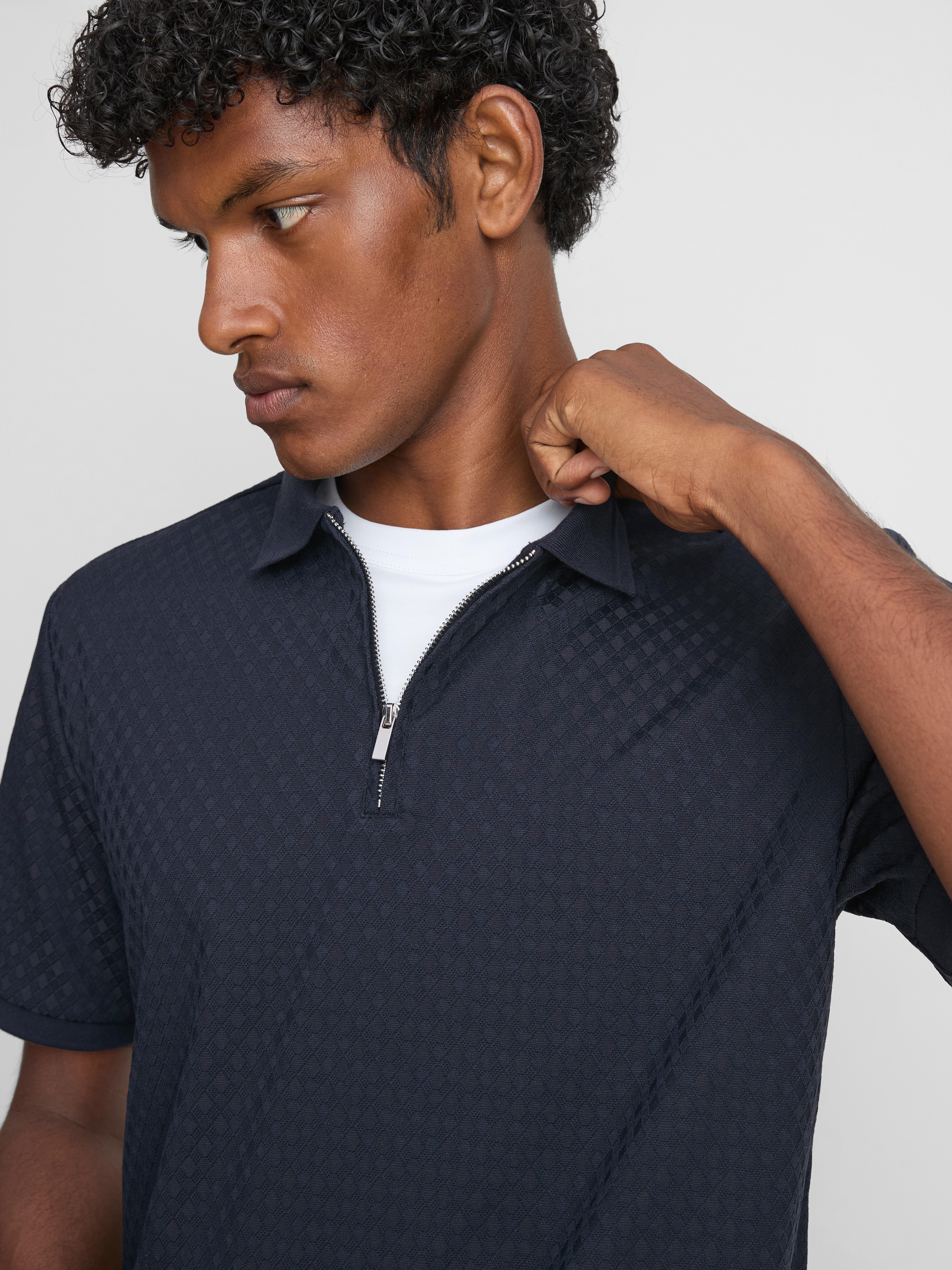 The Edit Textured Zip Polo Shirt