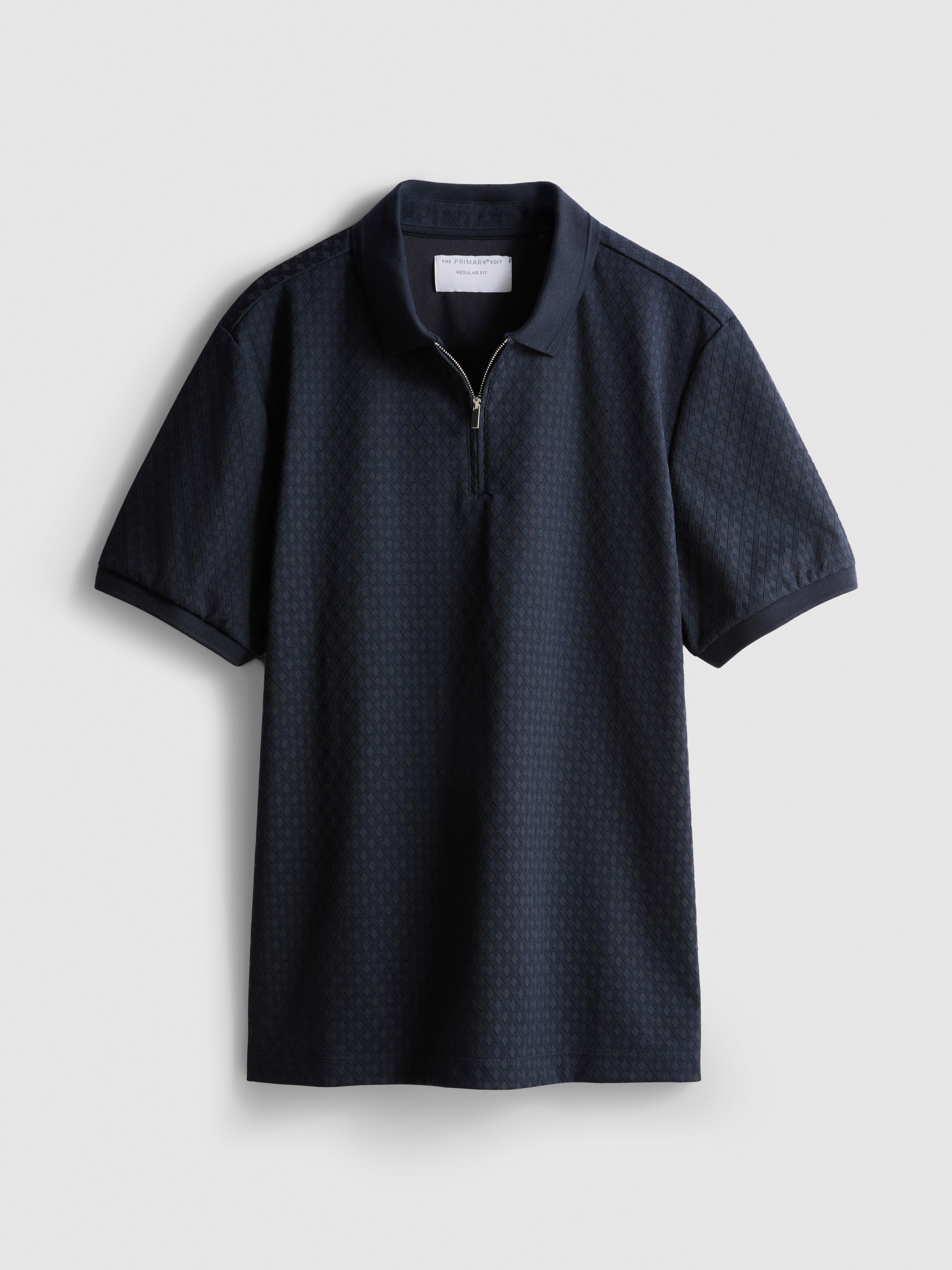 The Edit Textured Zip Polo Shirt