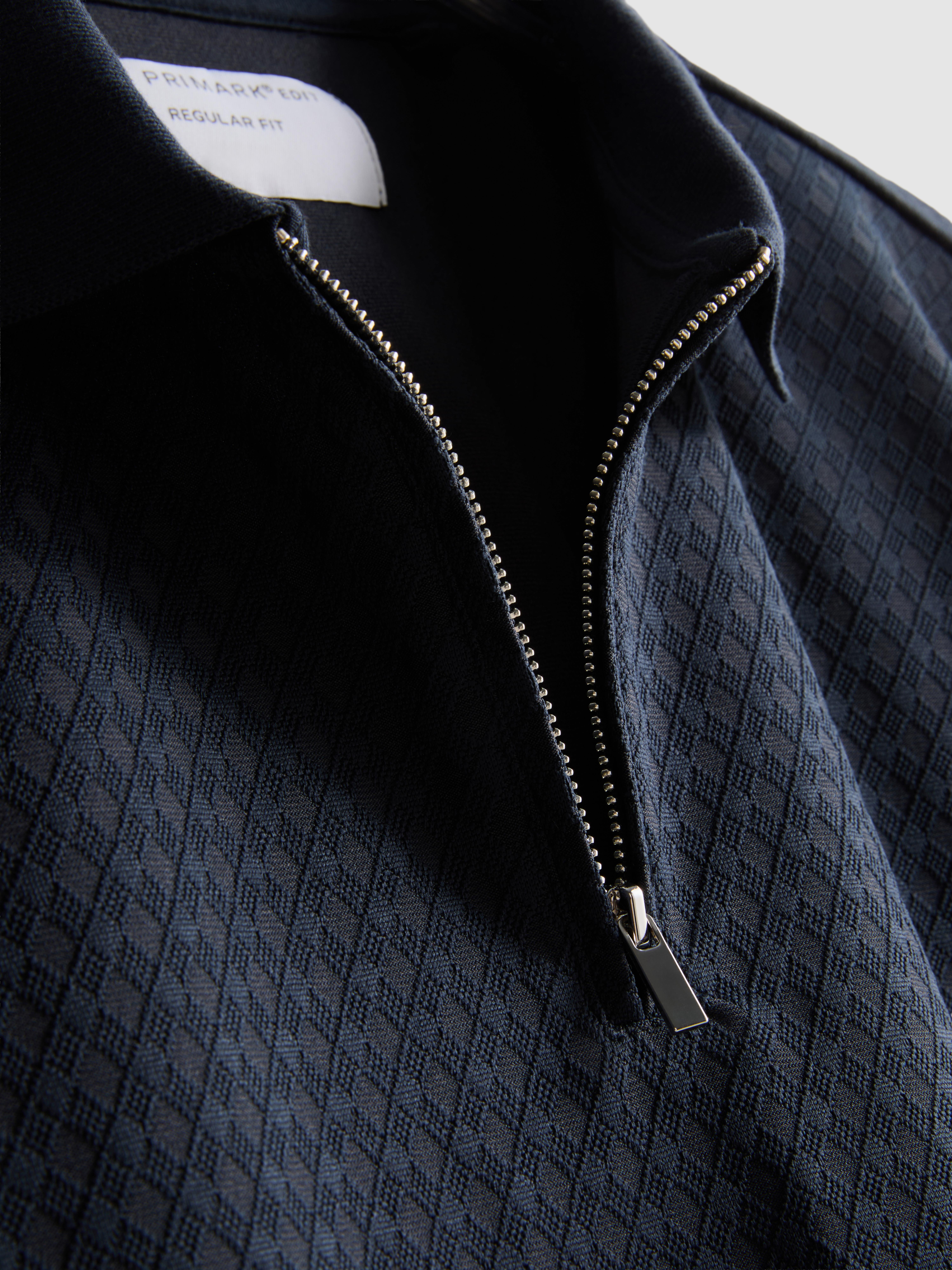 The Edit Textured Zip Polo Shirt