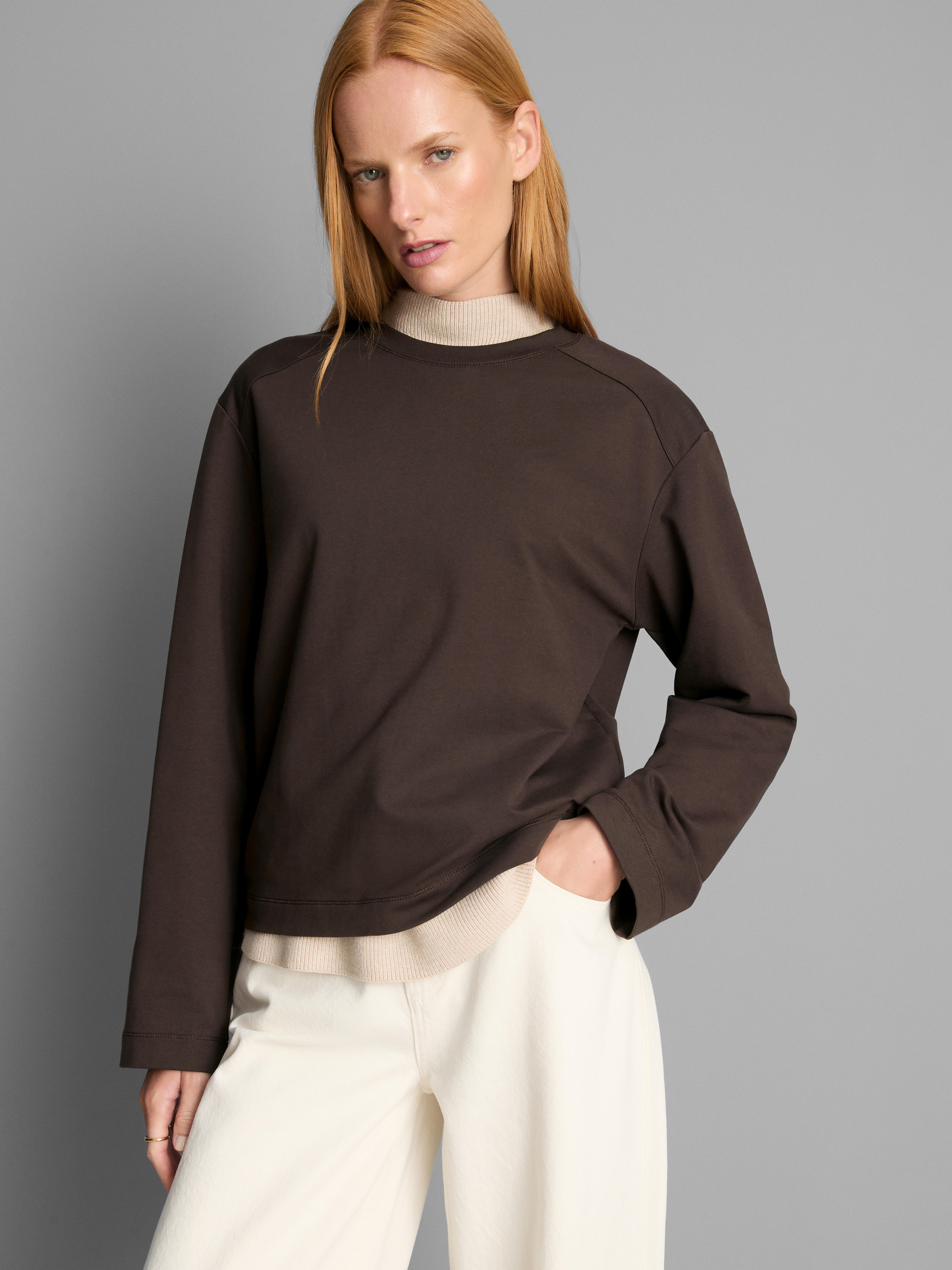 Cotton Blend Crew Neck Sweatshirt