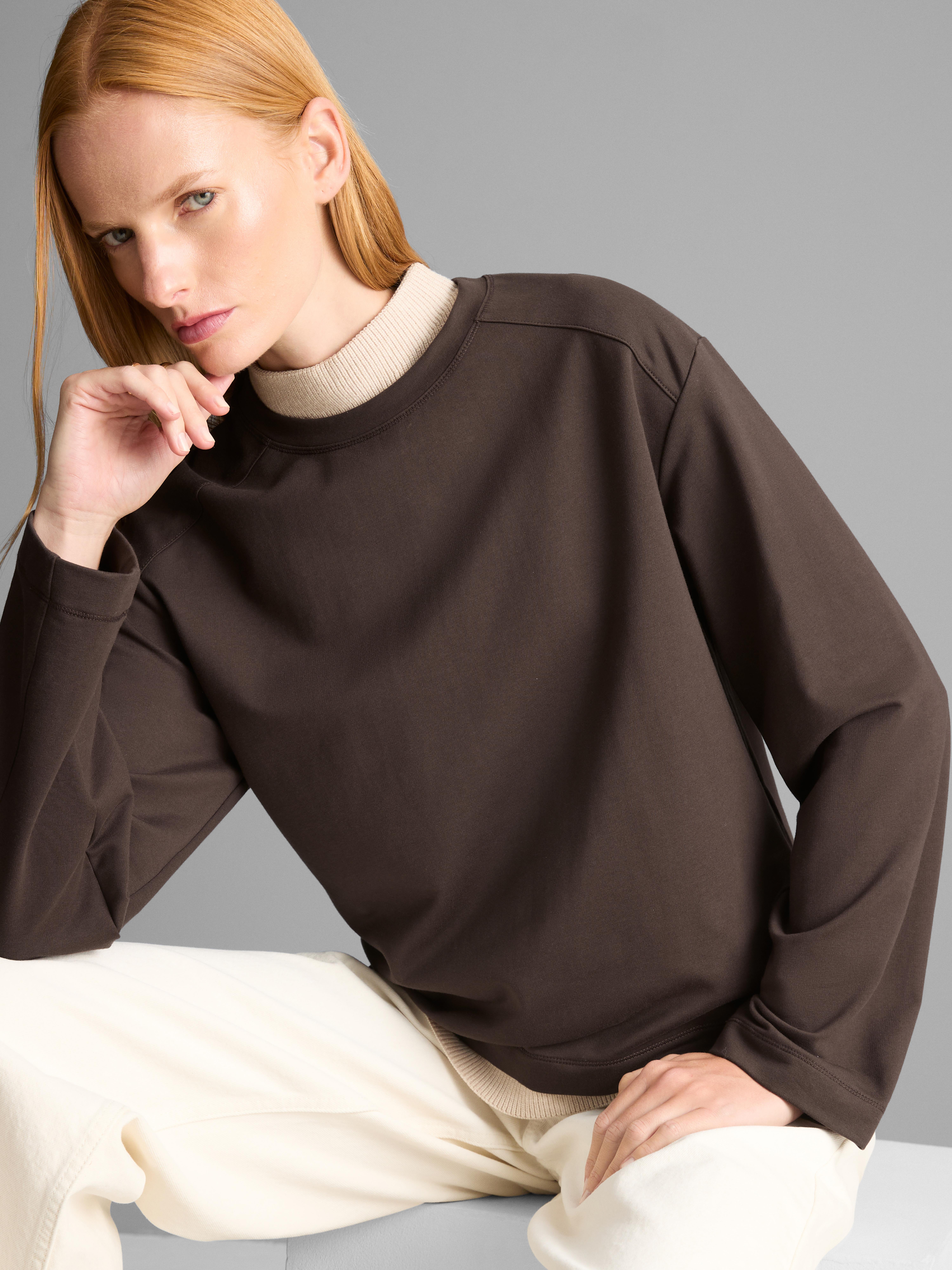 Cotton Blend Crew Neck Sweatshirt