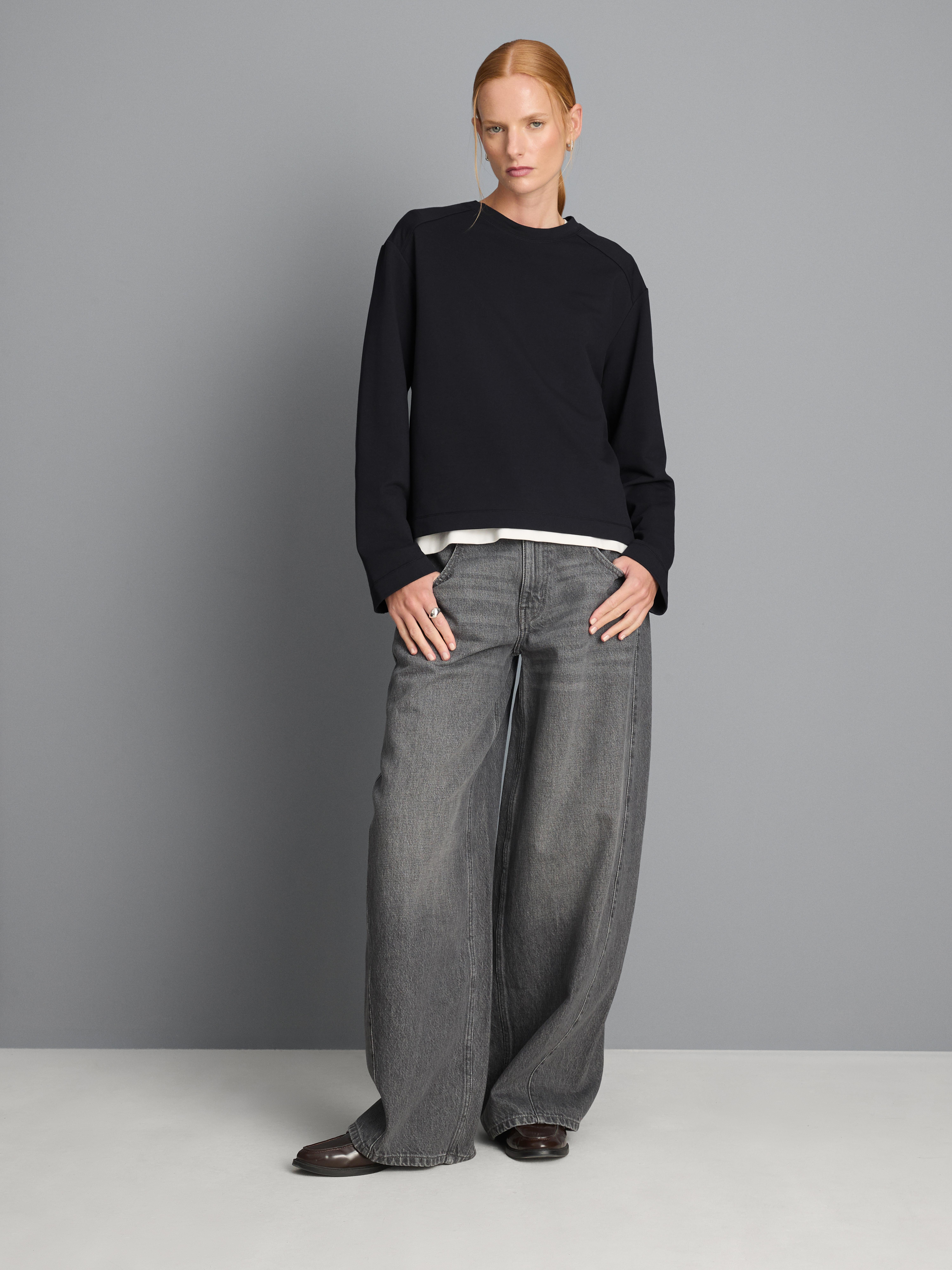 Cotton Blend Crew Neck Sweatshirt