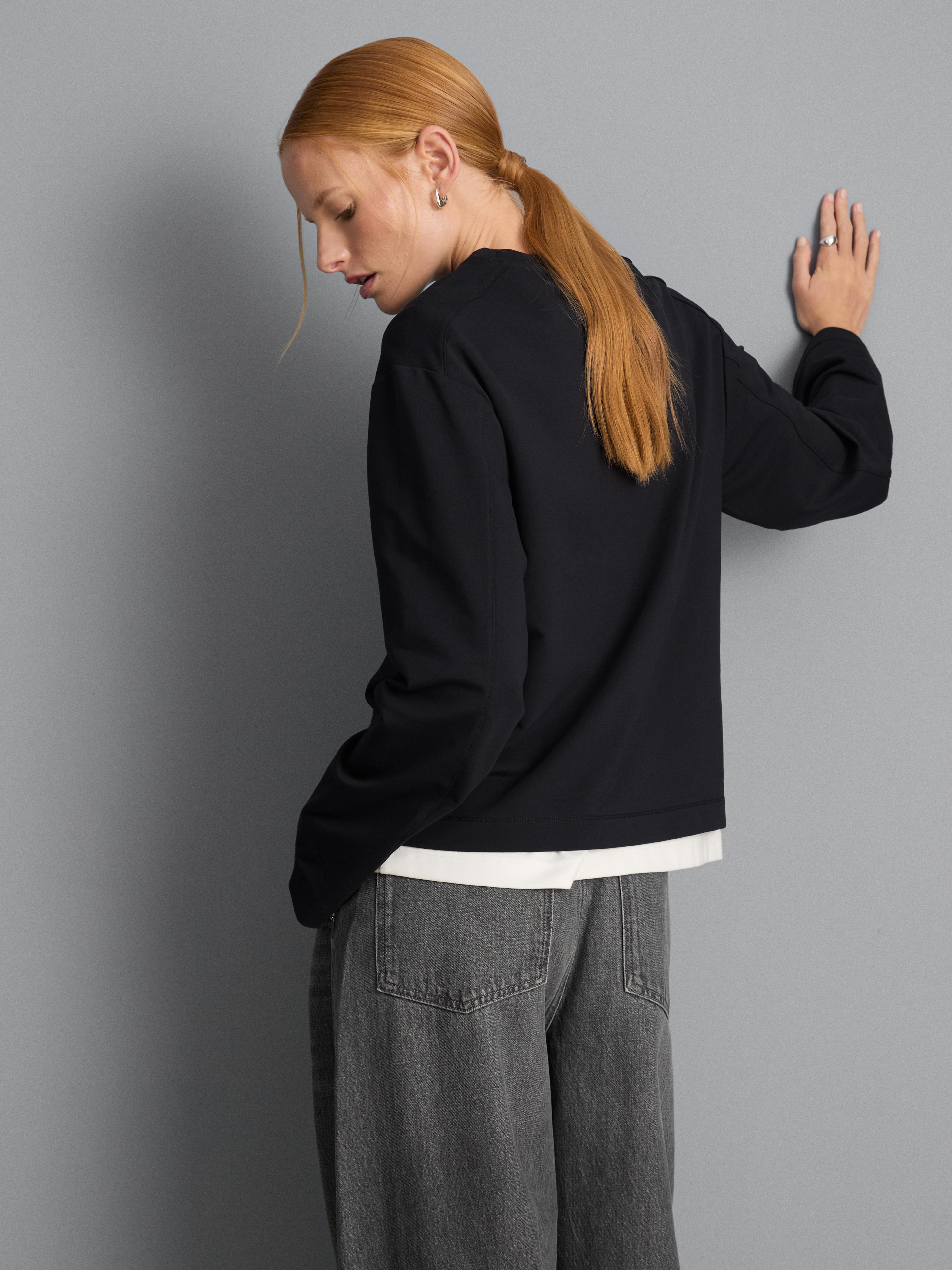 Cotton Blend Crew Neck Sweatshirt