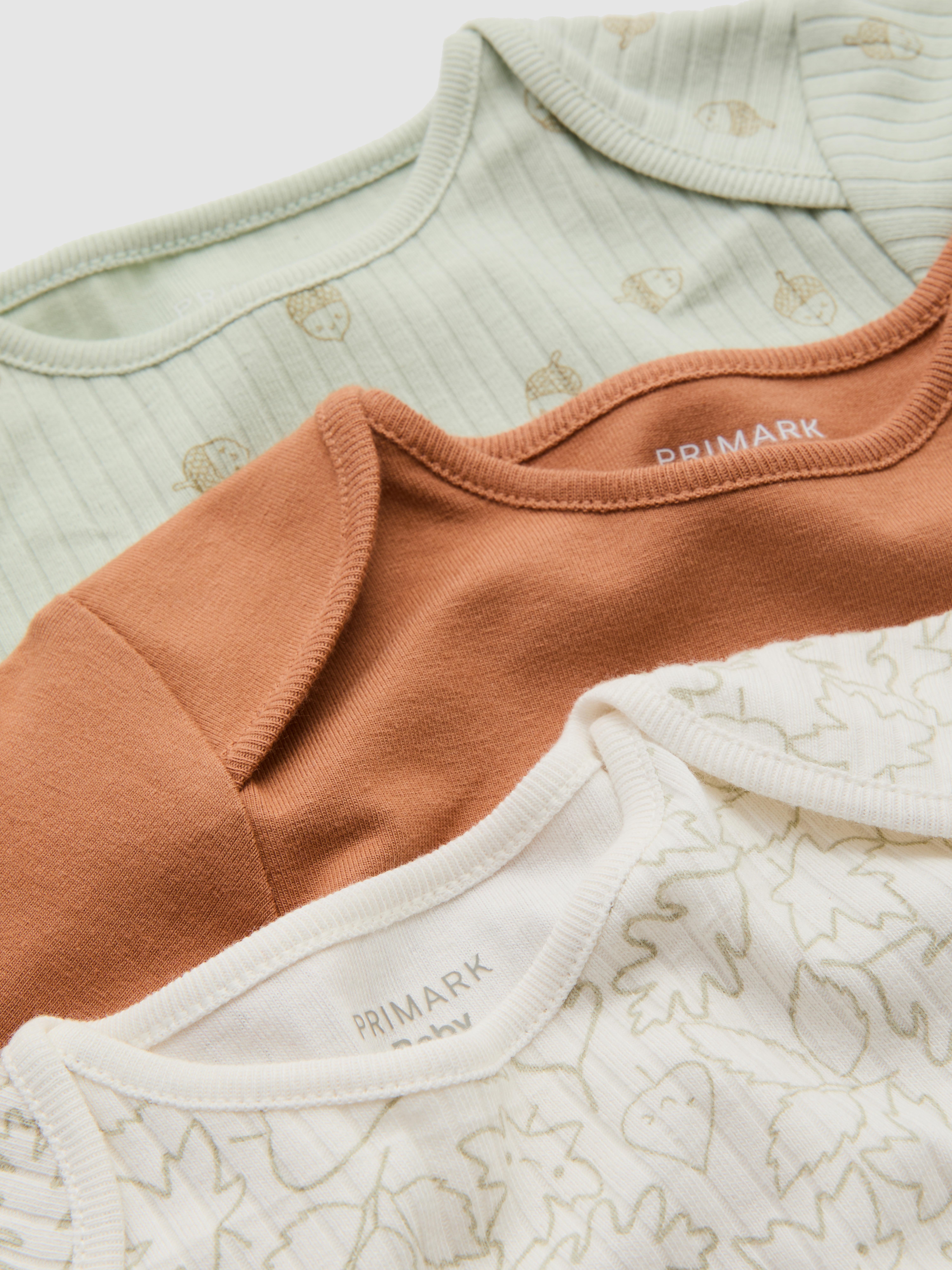 0-18mths | 3pk Pure Cotton Long-Sleeve Newborn Onesies
