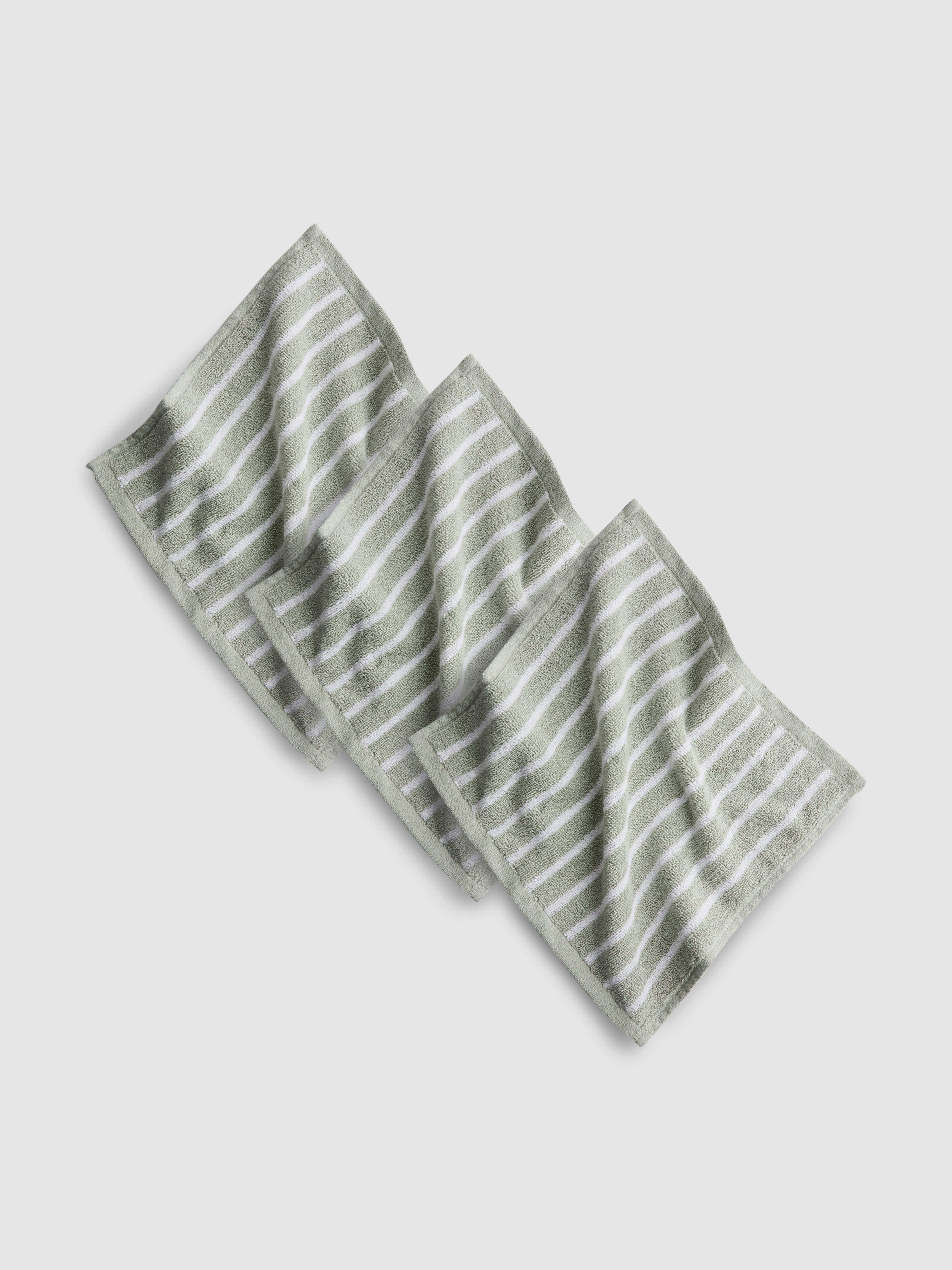3pk Striped Face Cloths
